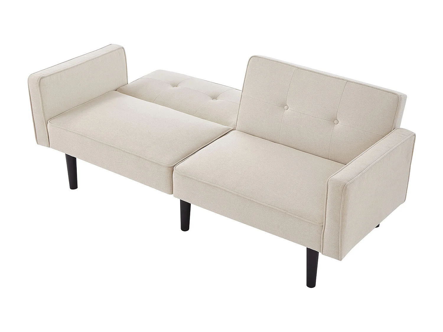 Canapé droit beige - Canapé 2 places avec dossier et accoudoirs réglables - pour le salon