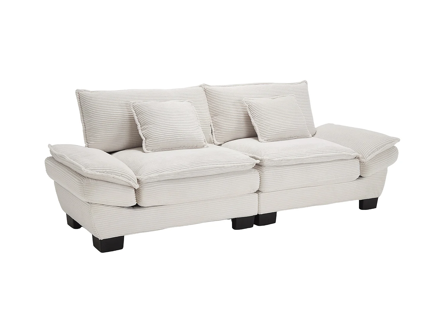 Sofa dwuosobowa - Sofa prosta z poduszkami - beżowa - do salonu i sypialni