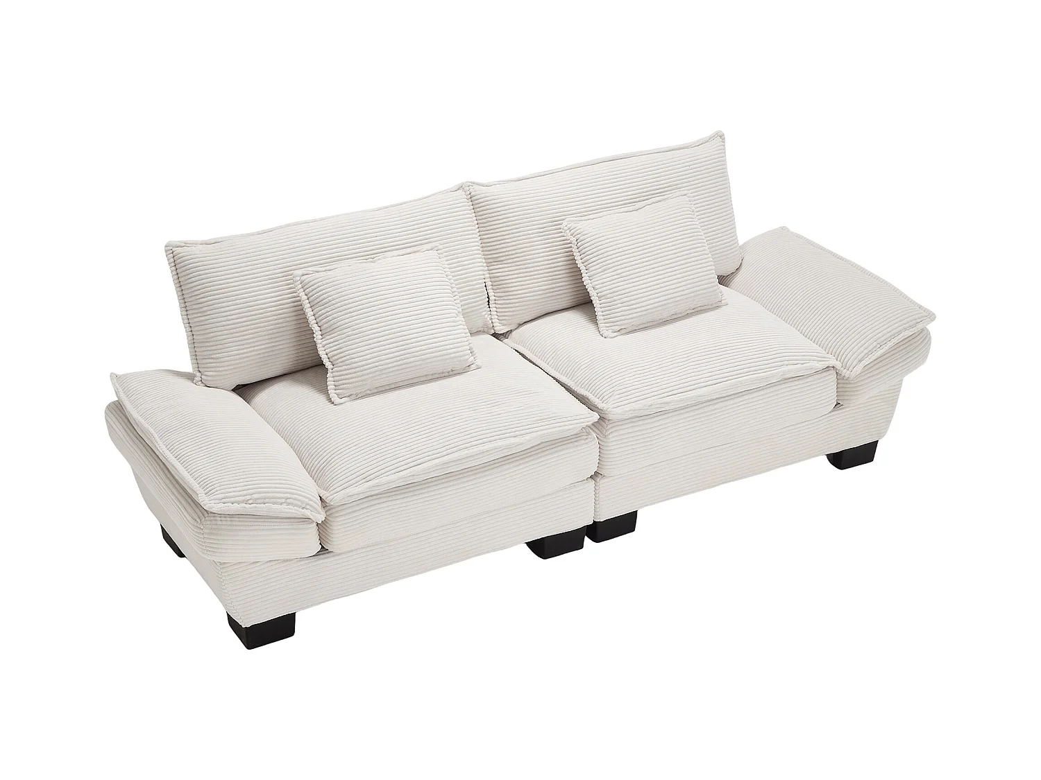 Sofa dwuosobowa - Sofa prosta z poduszkami - beżowa - do salonu i sypialni