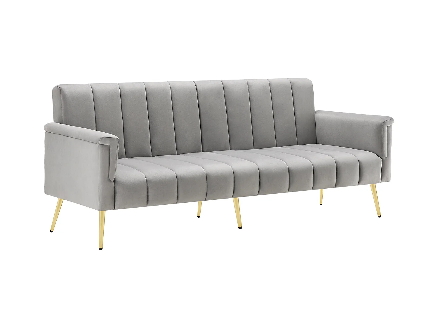 Graues gerades Sofa - Klappsofa mit verstellbarer Rückenlehne und Armlehnen - für wohnzimmer und schlafzimmer