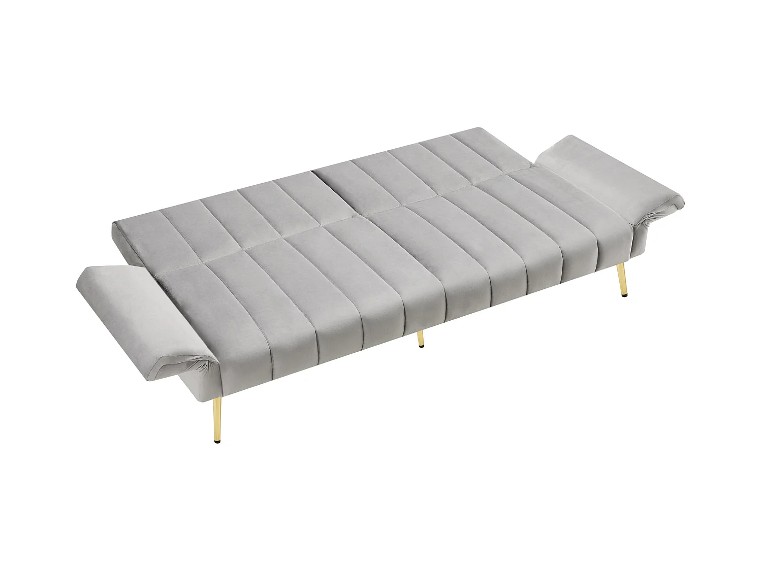Graues gerades Sofa - Klappsofa mit verstellbarer Rückenlehne und Armlehnen - für wohnzimmer und schlafzimmer