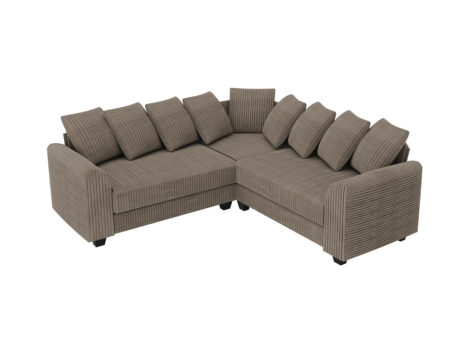 Canapé d'angle marron - Canapé 4 places avec coussins de dossier et accoudoirs - pour le salon