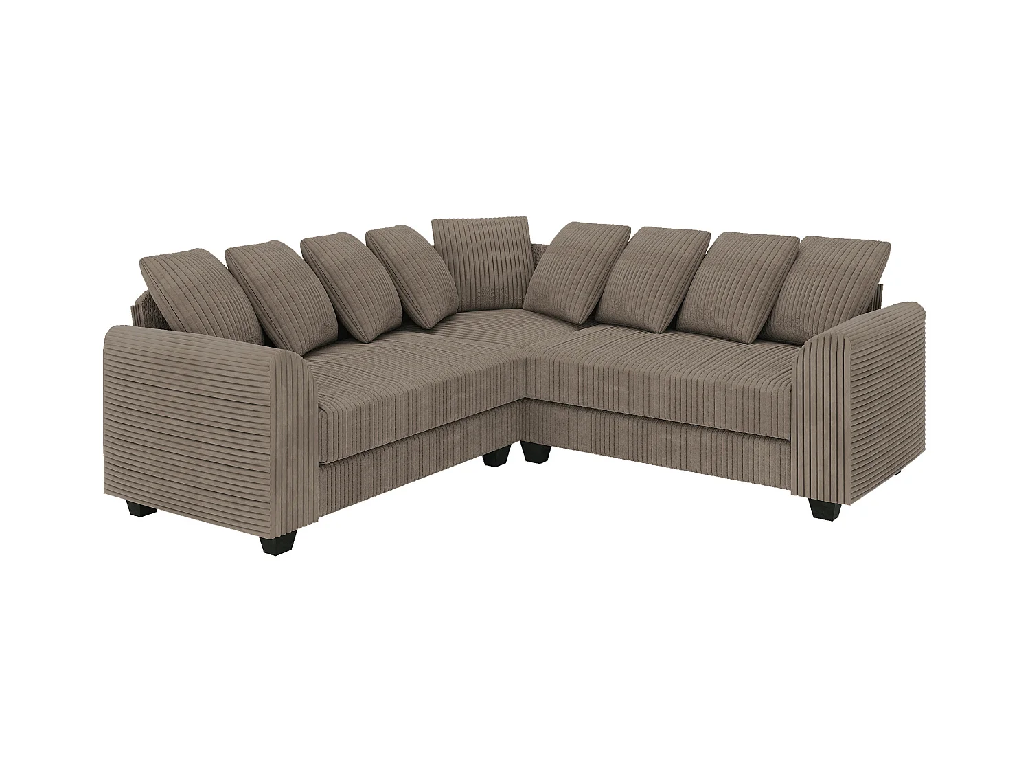 Canapé d'angle marron - Canapé 4 places avec coussins de dossier et accoudoirs - pour le salon