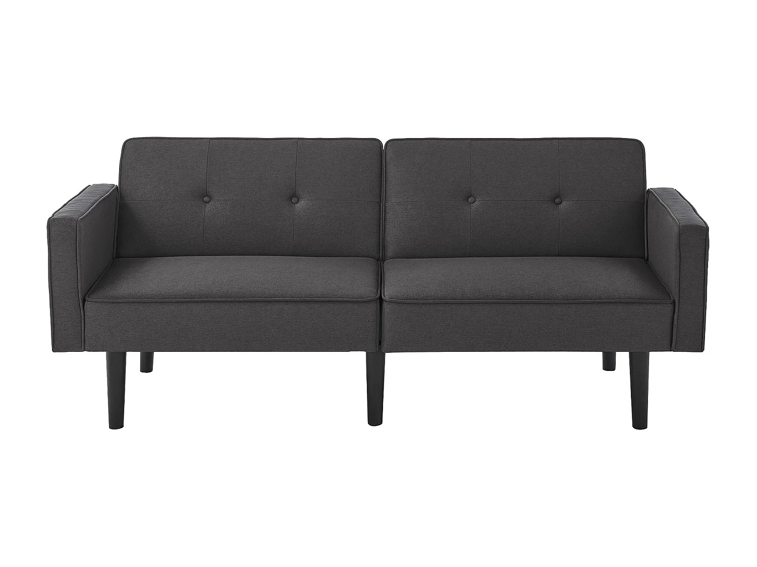 Canapé droit noir - Canapé 2 places avec dossier et accoudoirs réglables - pour le salon