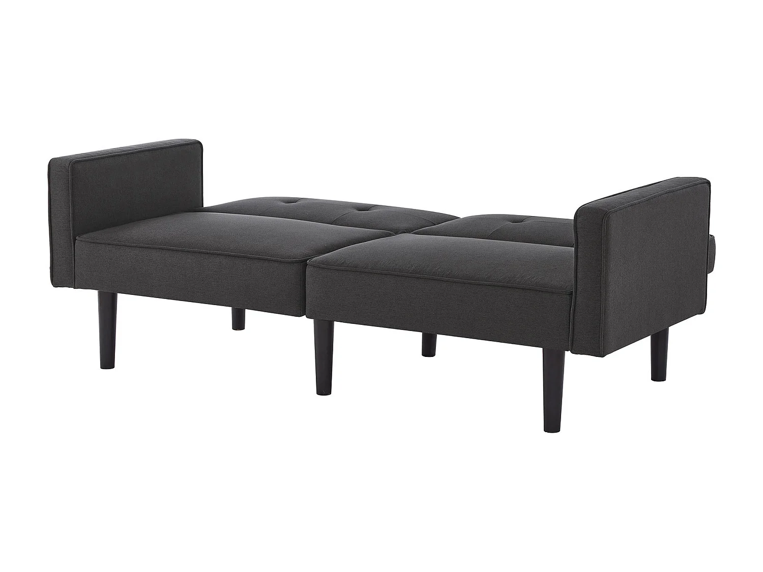 Canapé droit noir - Canapé 2 places avec dossier et accoudoirs réglables - pour le salon