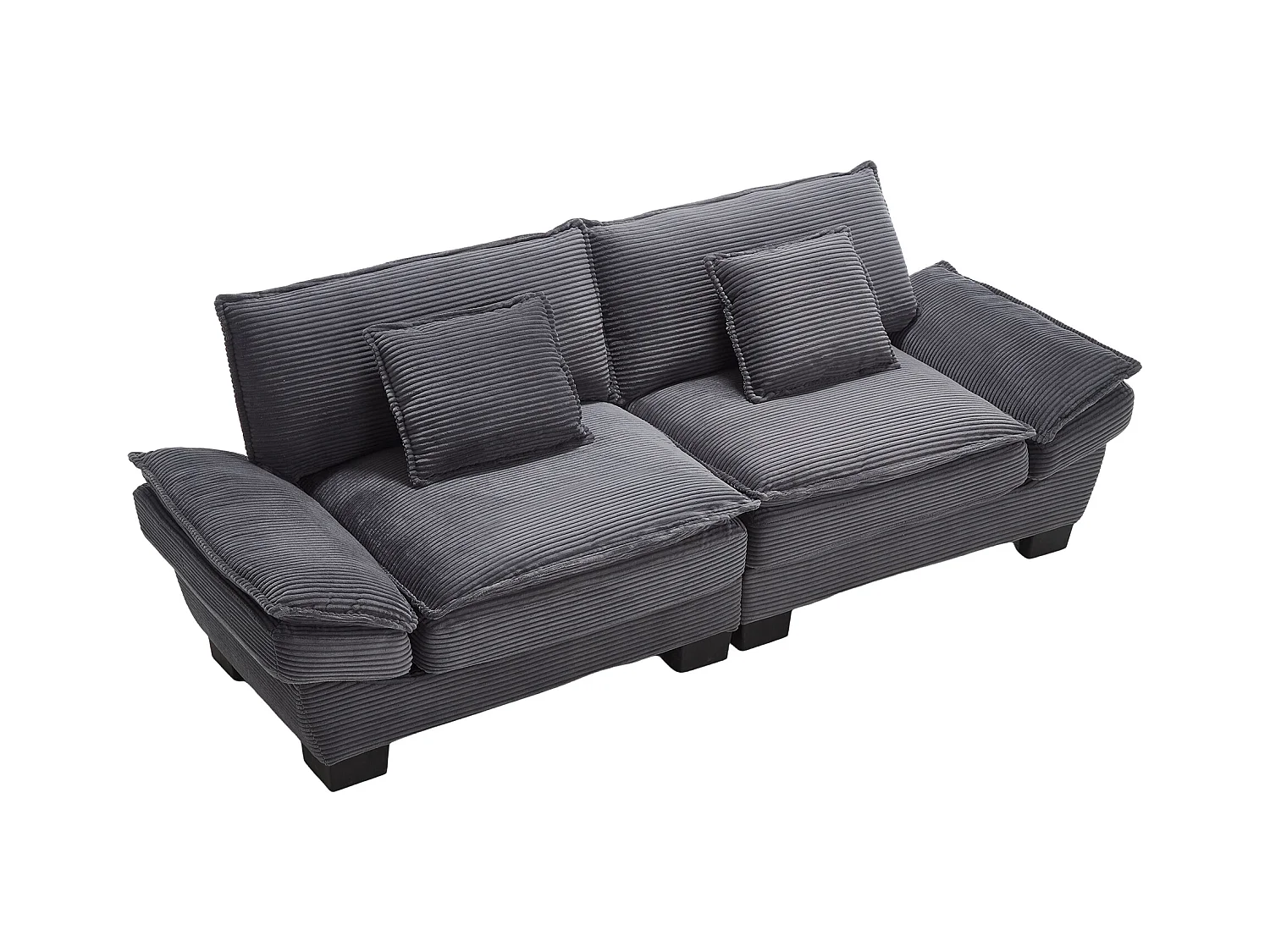 Sofá de 2 lugares - Sofá reto com almofadas - cinzento - para sala e quarto