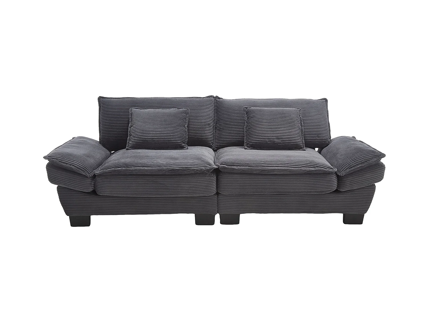 2-Sitzer-Sofa - Gerades Sofa mit Kissen - grau - für wohnzimmer und schlafzimmer