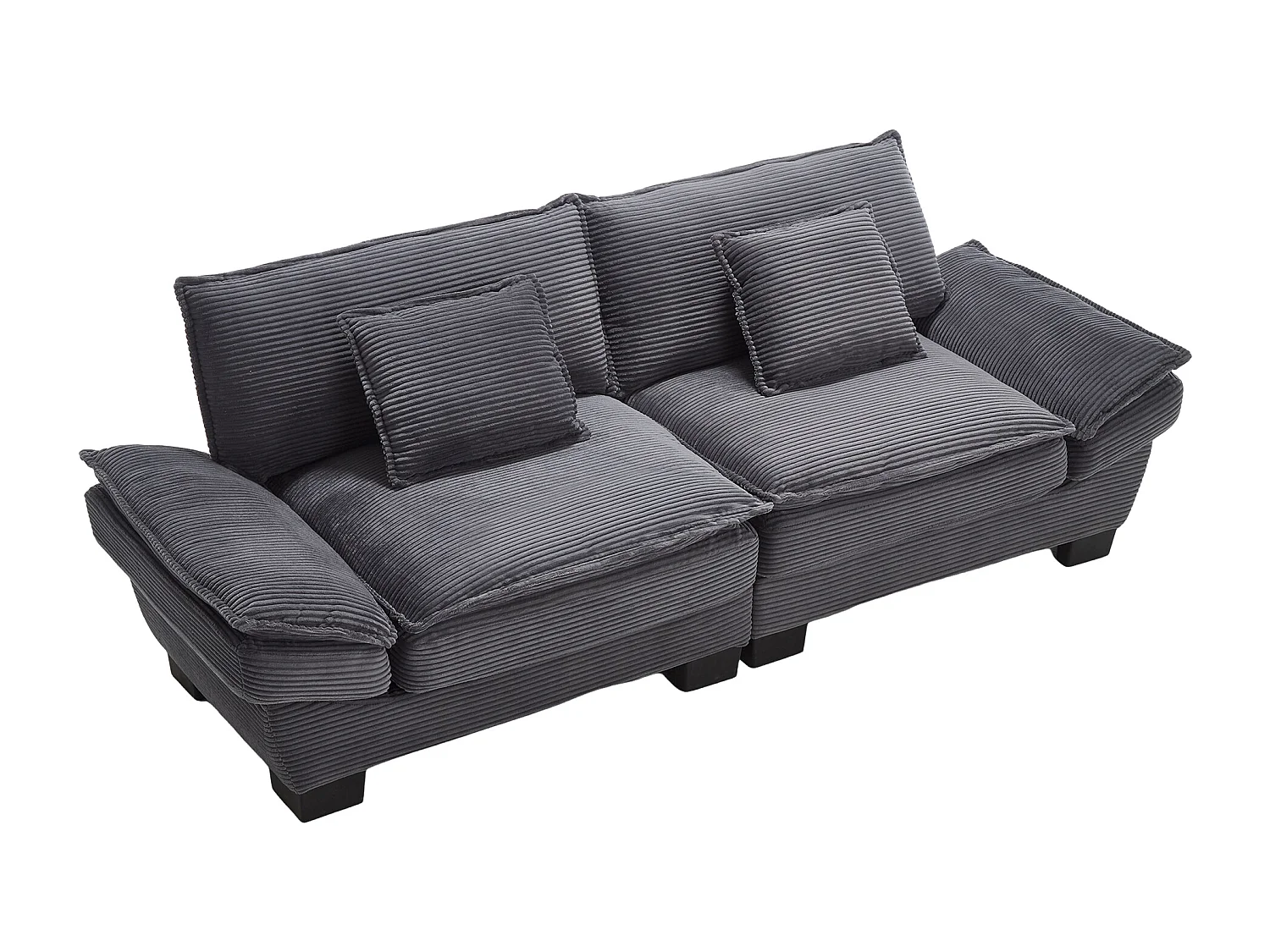 Canapé 2 places - Canapé droit avec coussins - gris - pour salon et chambre