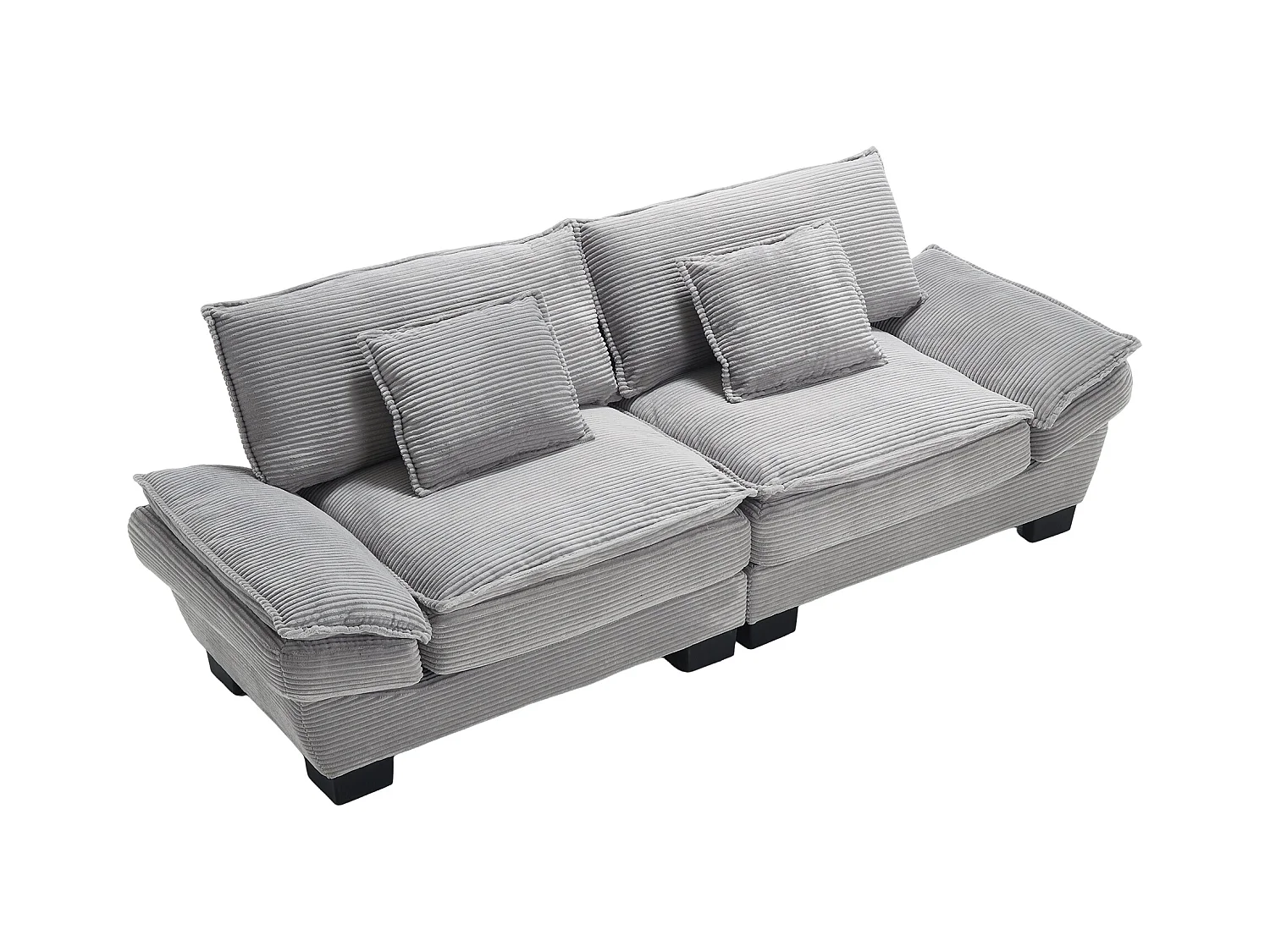 Sofa 2-osobowa - Sofa prosta z poduszkami - jasnoszara - do salonu i sypialni