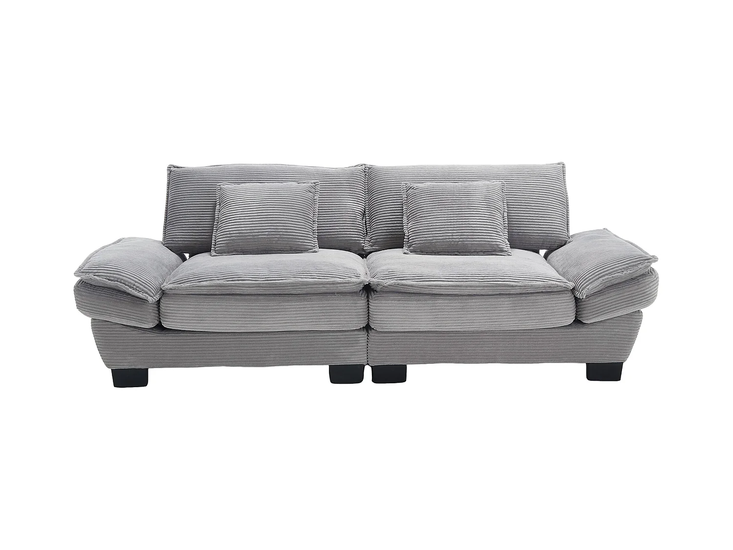 2-Sitzer-Sofa - Gerades Sofa mit Kissen - hellgrau - für wohnzimmer und schlafzimmer