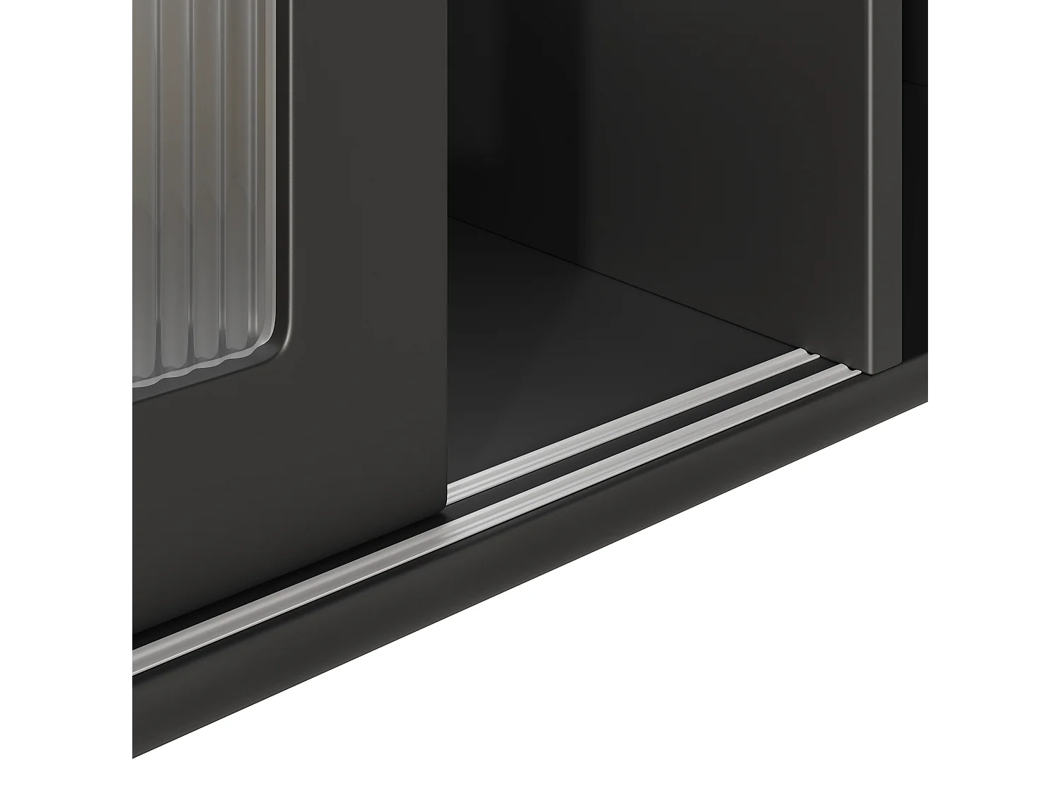 Vitrine noir - Meuble à manger avec 5 portes et 1 tiroir - étagères réglables et lumières LED