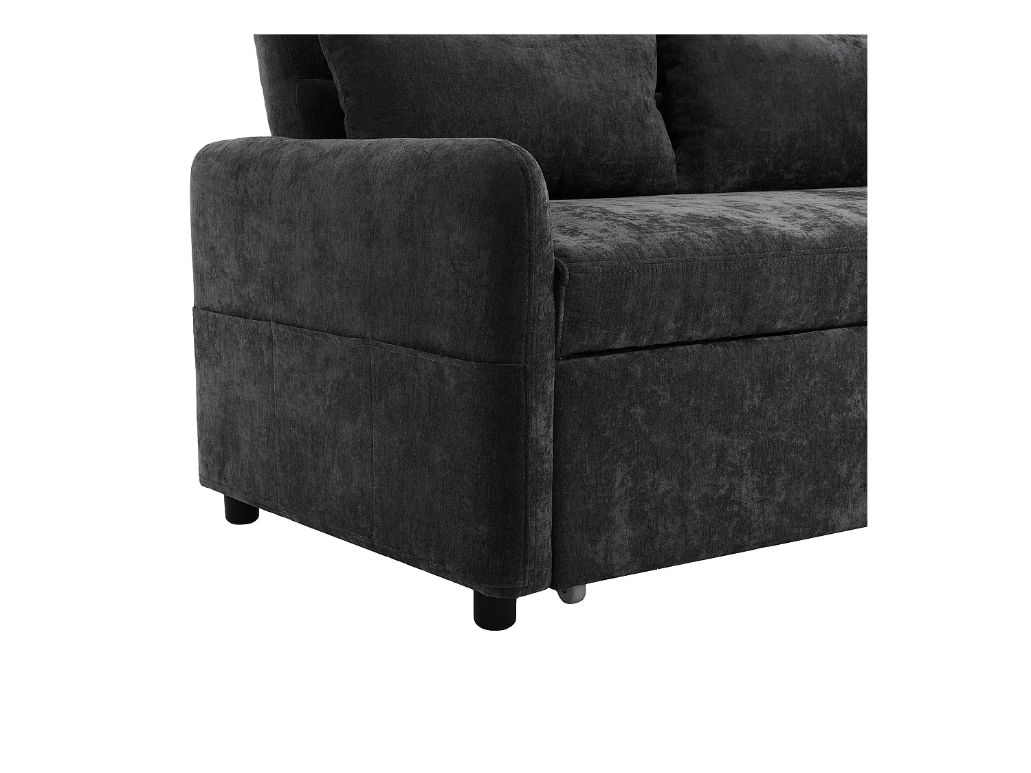 Canapé droit gris - Canapé pliant avec support téléphone et poche de rangement - dossier réglable - pour salon et chambre