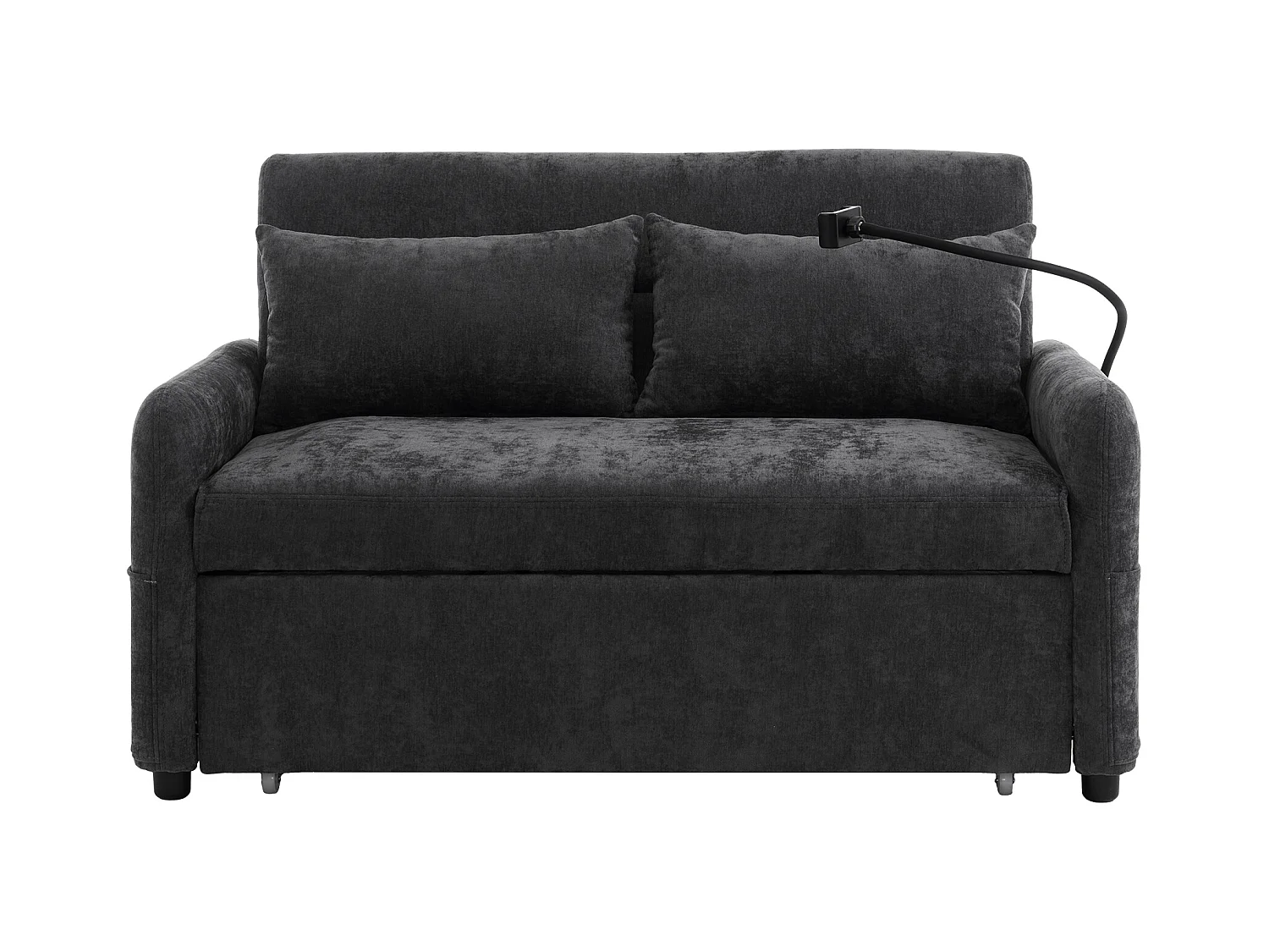 Canapé droit gris - Canapé pliant avec support téléphone et poche de rangement - dossier réglable - pour salon et chambre