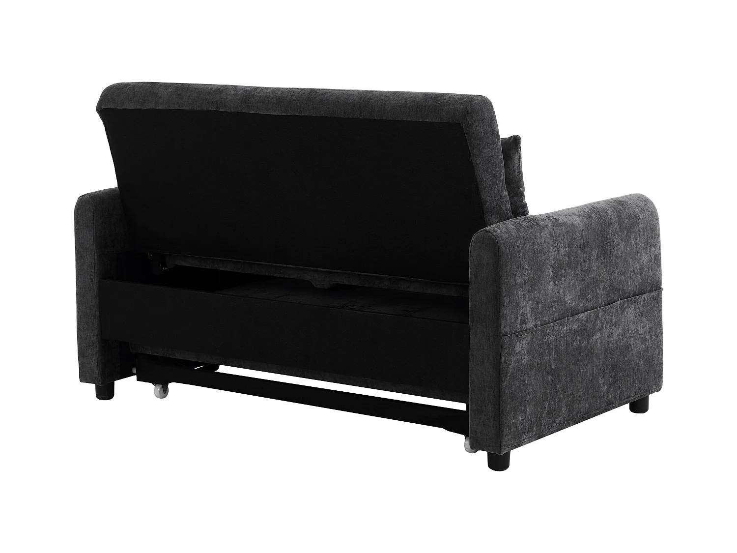 Canapé droit gris - Canapé pliant avec support téléphone et poche de rangement - dossier réglable - pour salon et chambre