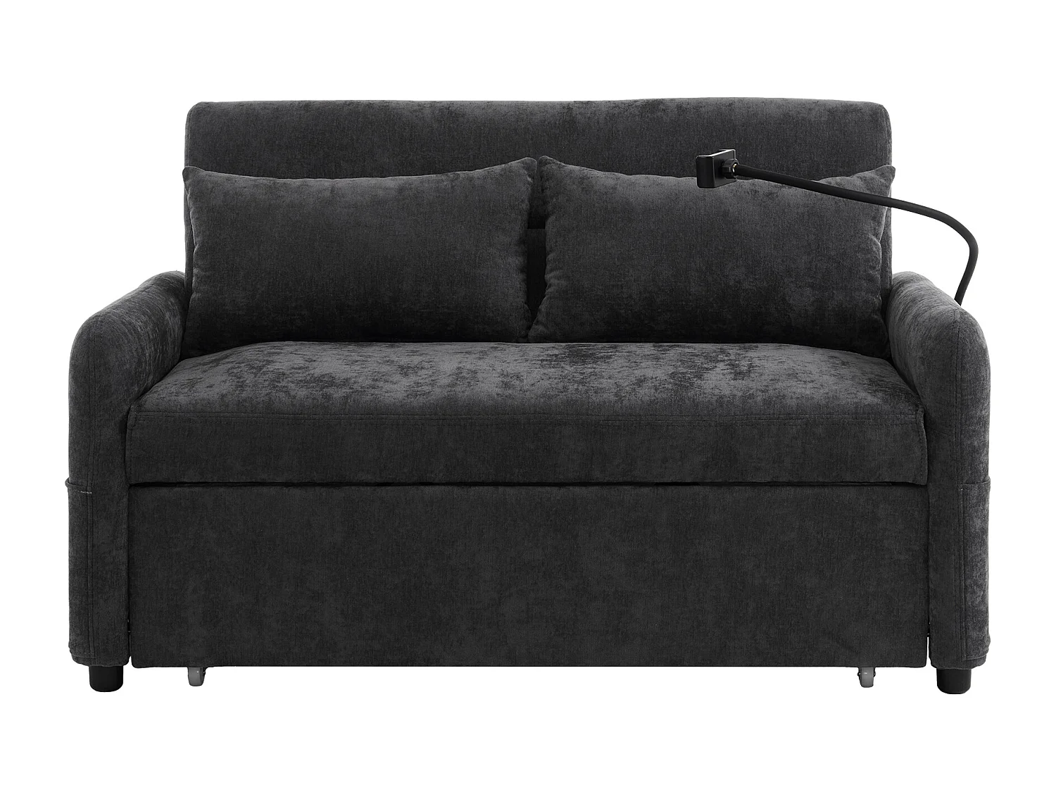 Sofá recto gris - Sofá plegable con soporte para teléfono y bolsillo de almacenamiento - respaldo ajustable - para sala de estar y dormitorio