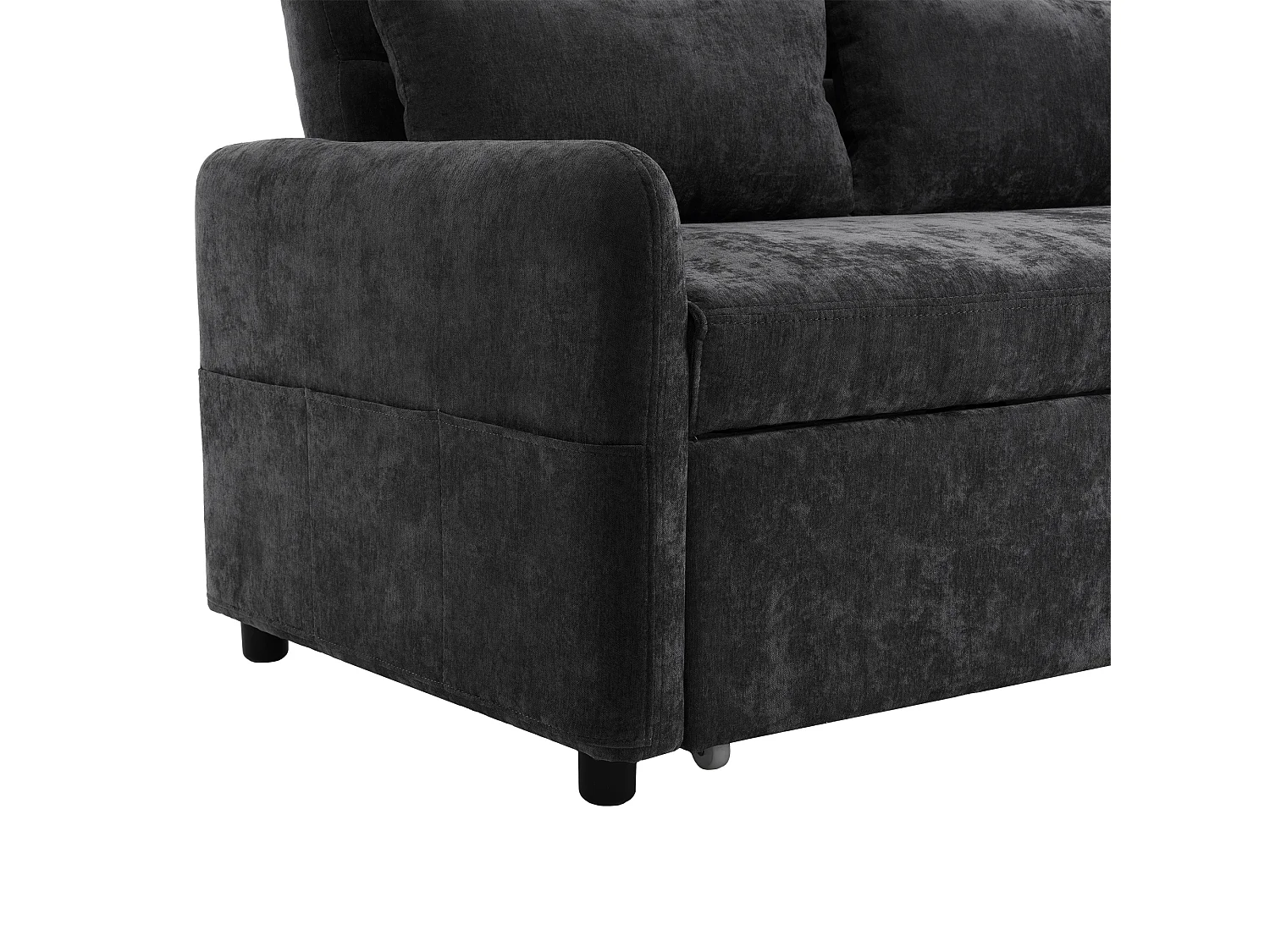 Sofá recto gris - Sofá plegable con soporte para teléfono y bolsillo de almacenamiento - respaldo ajustable - para sala de estar y dormitorio