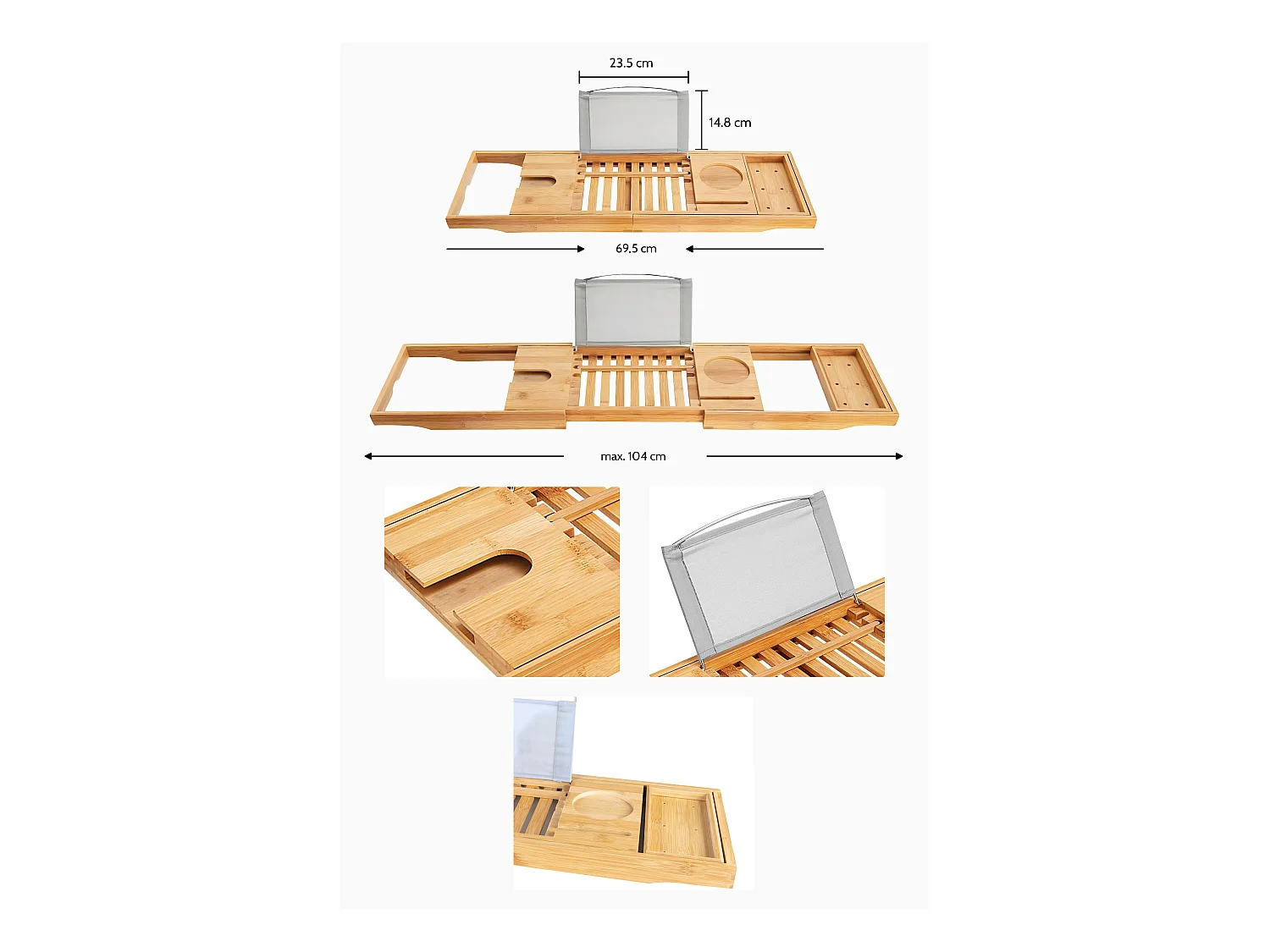 Badewanne Rechteck QUADRO 155x70 + Bambus Badewannenablage | Ablauf & Füße GRATIS !