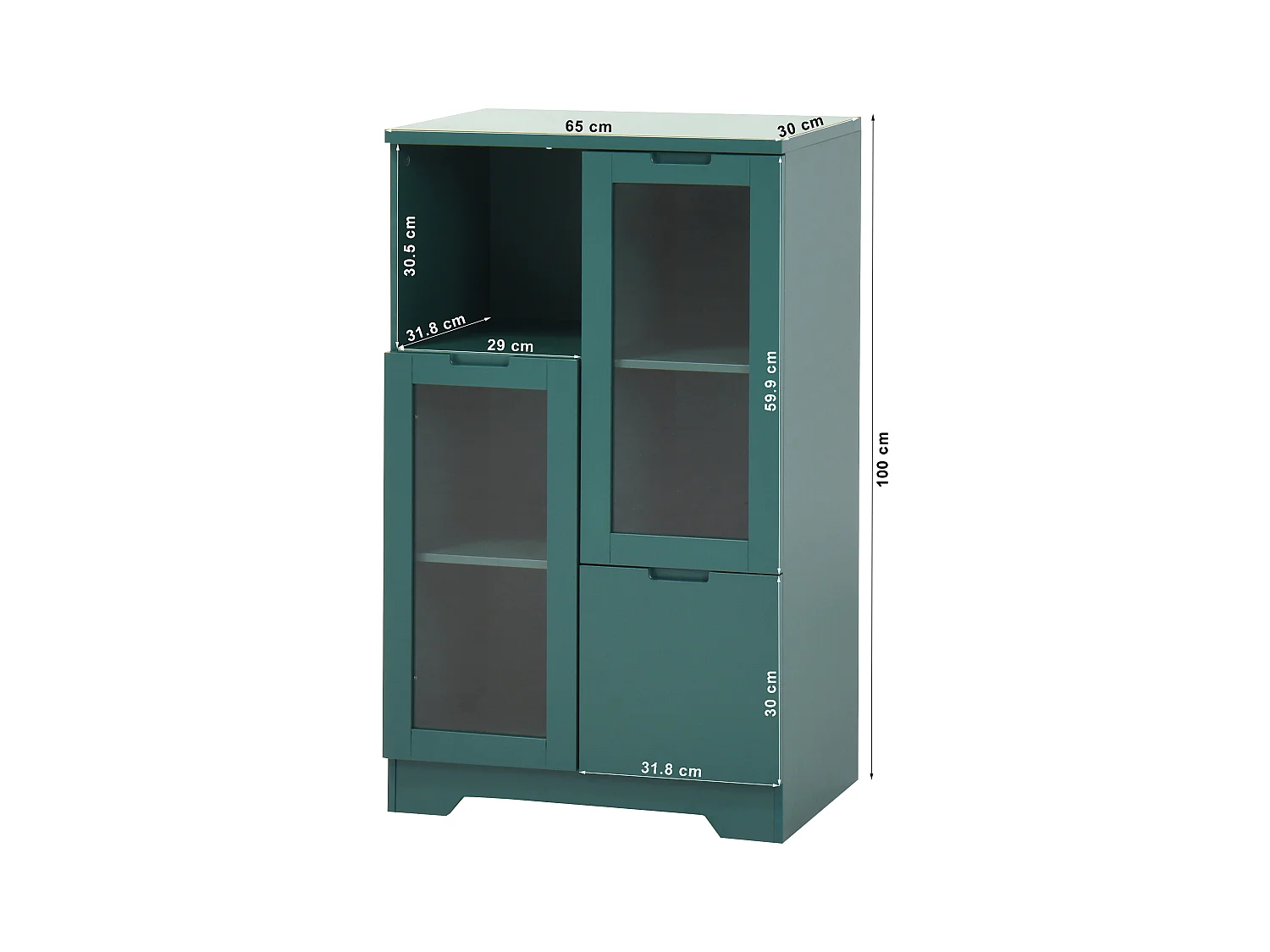 Grüne Vitrine - Esszimmermöbel mit 2 Türen und 1 Schublade - Offene Aufbewahrung - für schlafzimmer und wohnzimmer