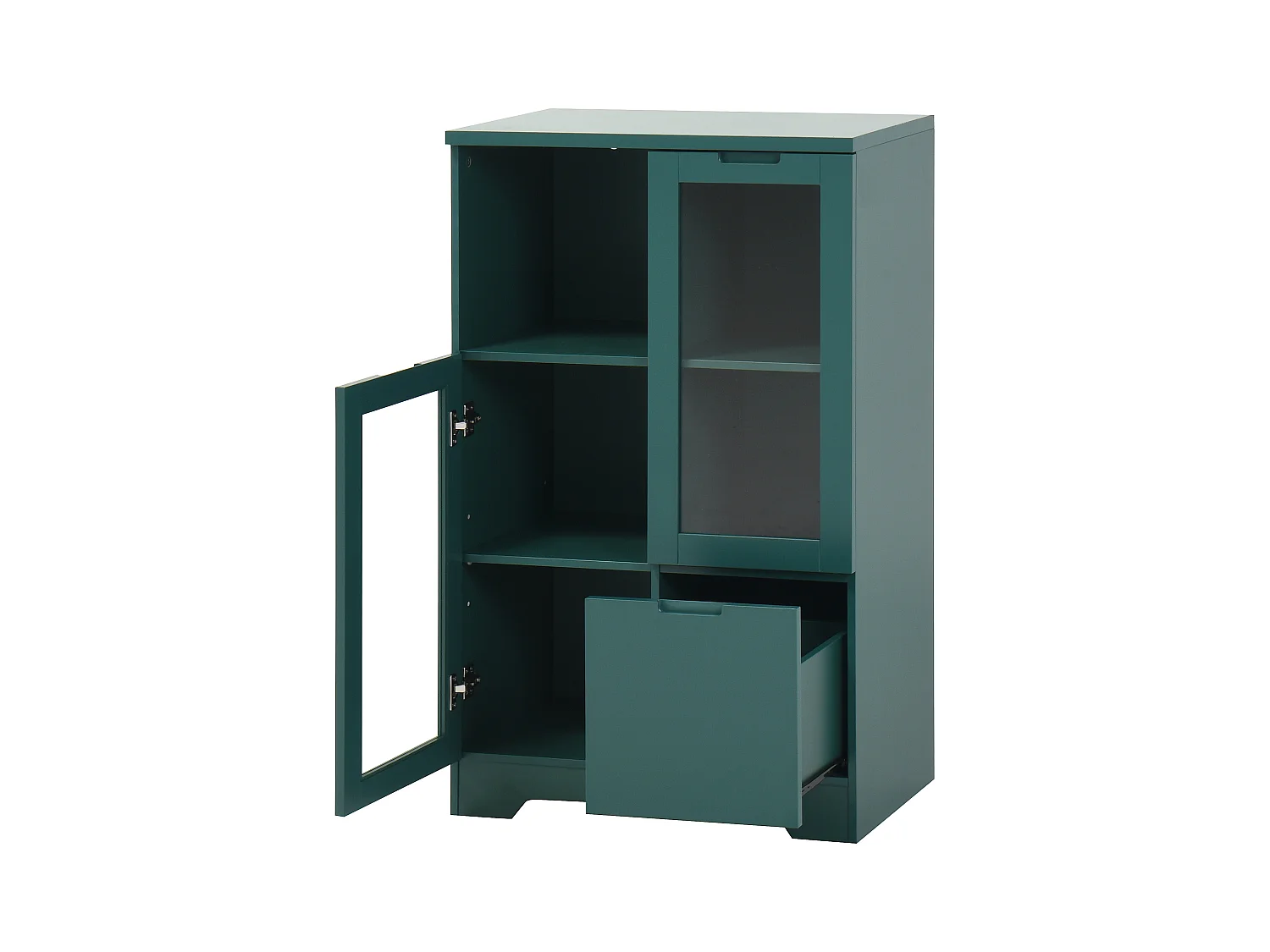 Grüne Vitrine - Esszimmermöbel mit 2 Türen und 1 Schublade - Offene Aufbewahrung - für schlafzimmer und wohnzimmer