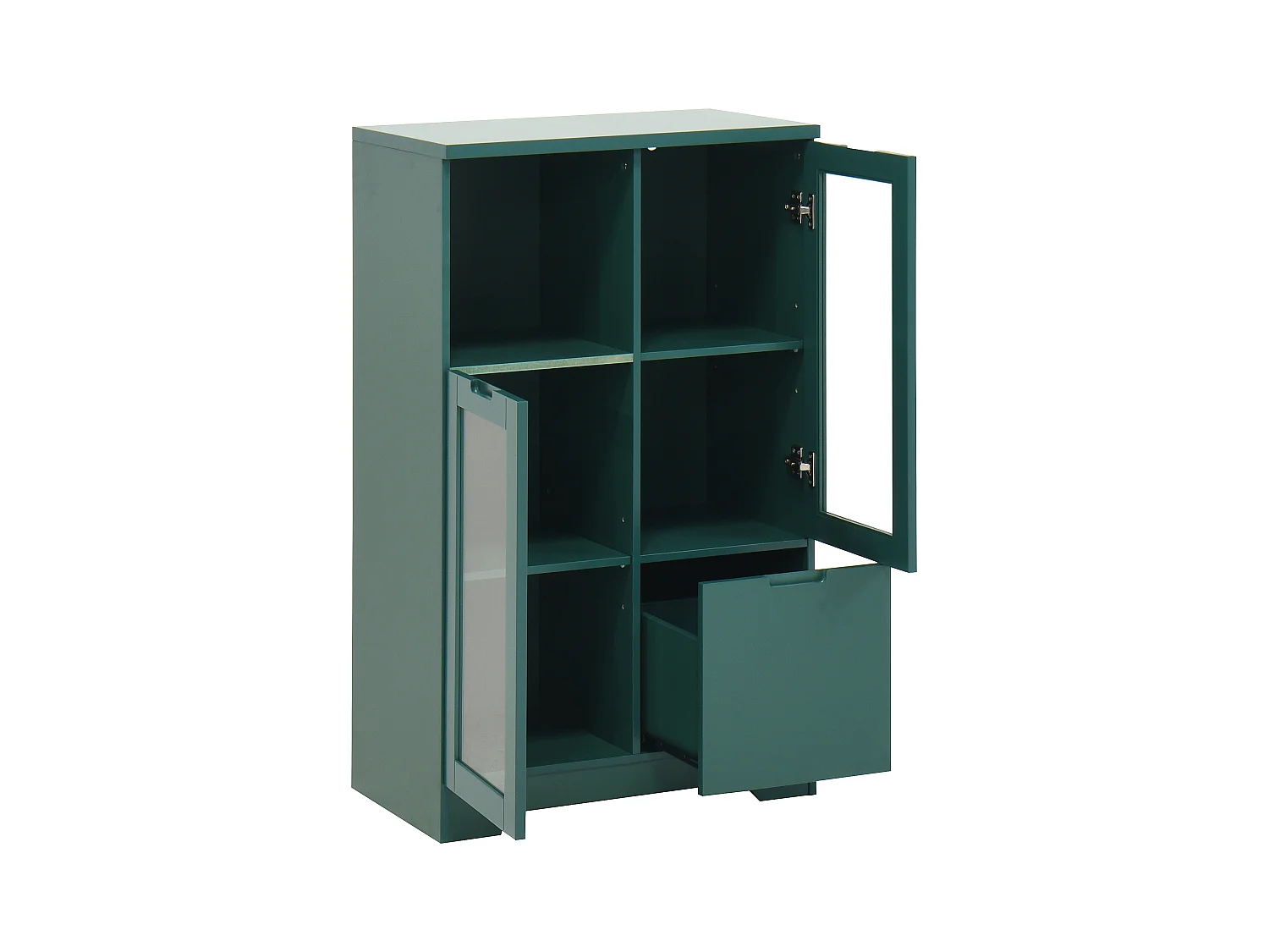 Grüne Vitrine - Esszimmermöbel mit 2 Türen und 1 Schublade - Offene Aufbewahrung - für schlafzimmer und wohnzimmer