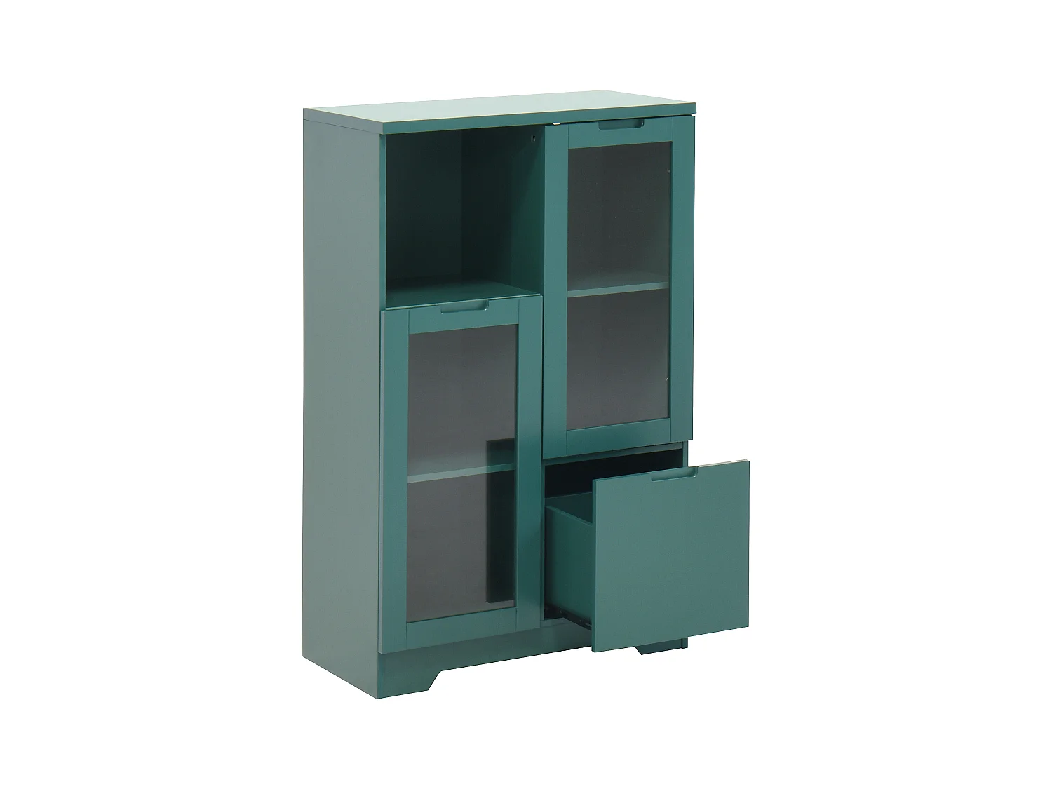 Grüne Vitrine - Esszimmermöbel mit 2 Türen und 1 Schublade - Offene Aufbewahrung - für schlafzimmer und wohnzimmer