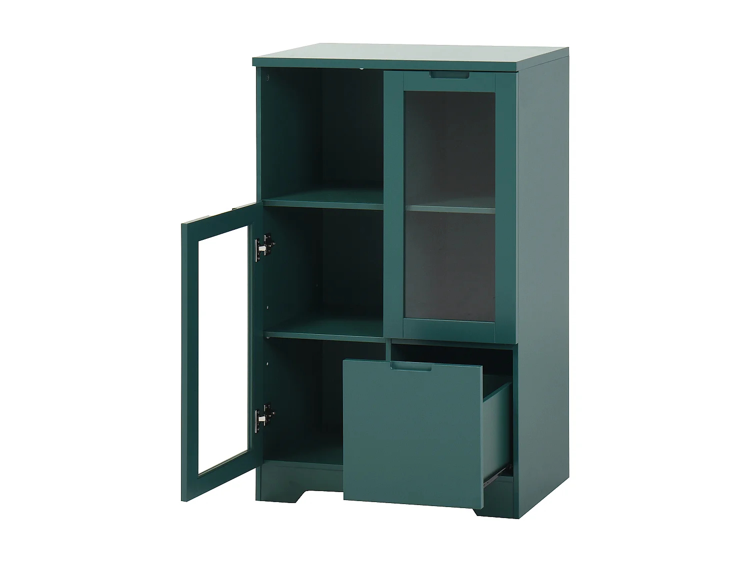 Grüne Vitrine - Esszimmermöbel mit 2 Türen und 1 Schublade - Offene Aufbewahrung - für schlafzimmer und wohnzimmer