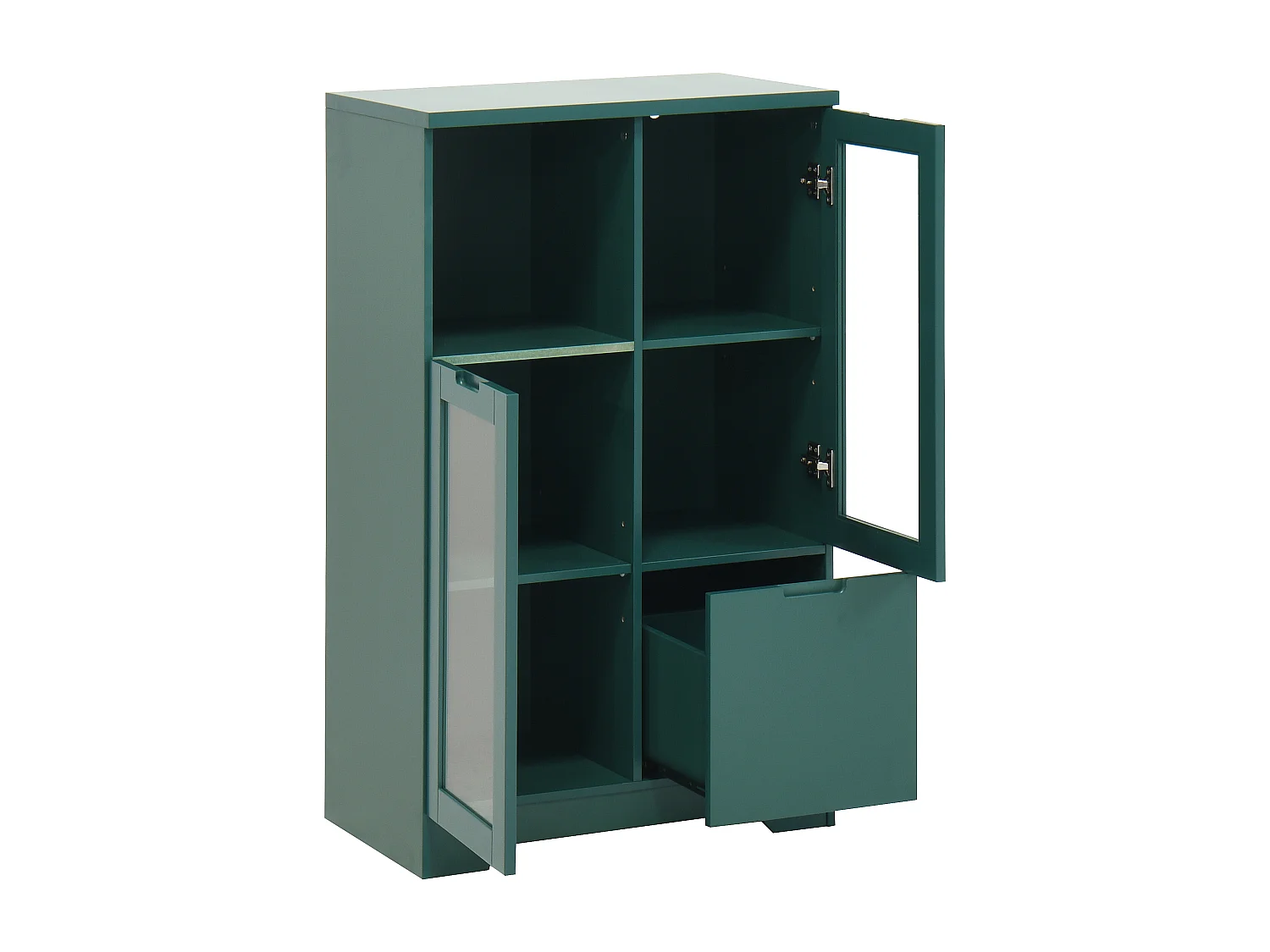 Grüne Vitrine - Esszimmermöbel mit 2 Türen und 1 Schublade - Offene Aufbewahrung - für schlafzimmer und wohnzimmer