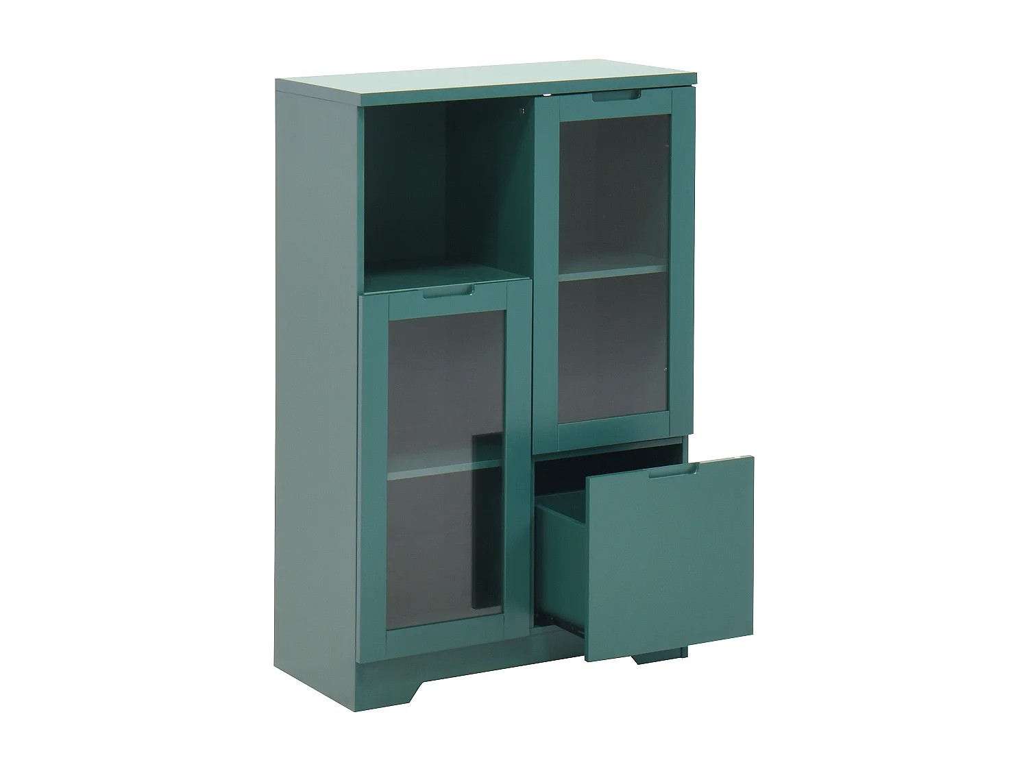 Grüne Vitrine - Esszimmermöbel mit 2 Türen und 1 Schublade - Offene Aufbewahrung - für schlafzimmer und wohnzimmer