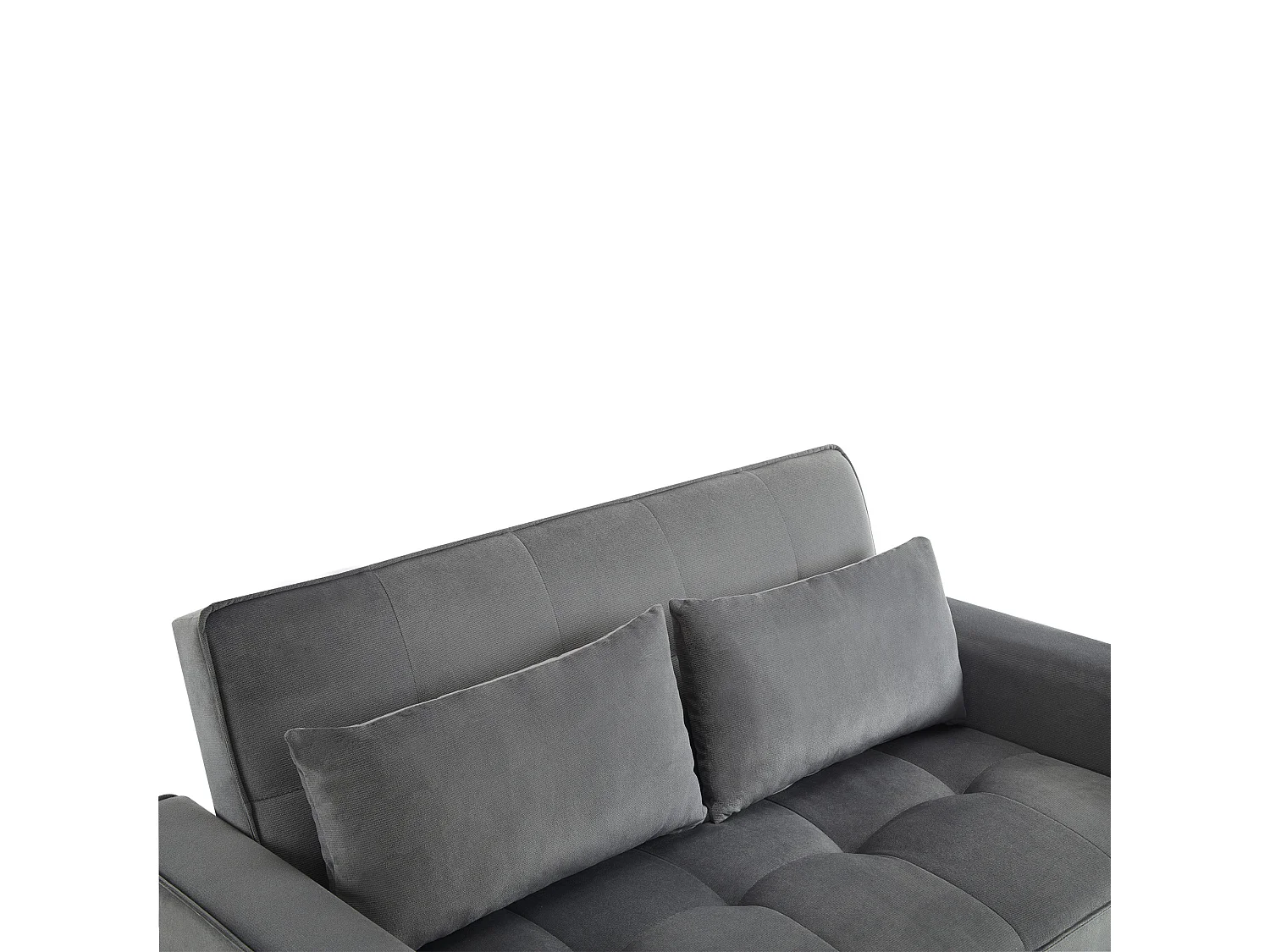 Canapé 2 places gris - Fauteuil convertible avec porte-gobelet et poche de rangement - coussins et roulettes