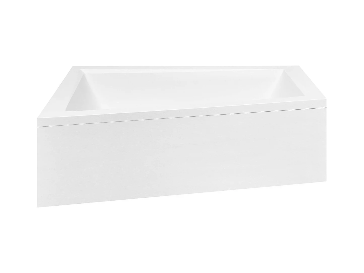 Baignoire asymétrique 150x85 Gauche INTIMA acrylique blanc + avec Tablier + Pieds + Vidage à chromé