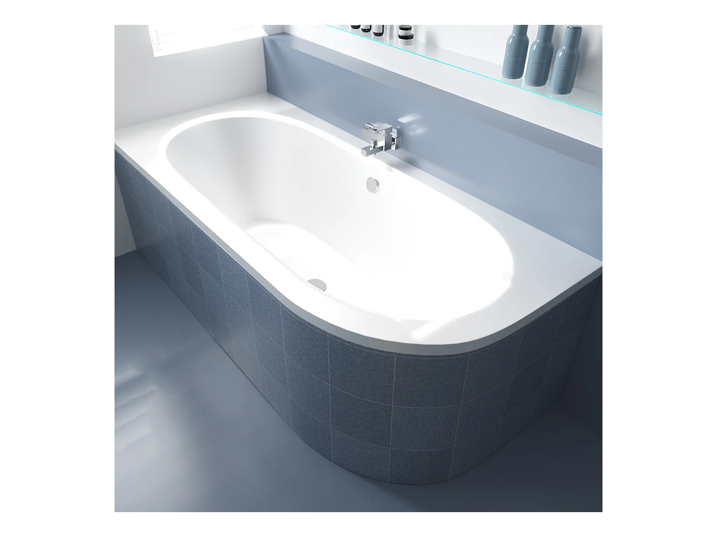 Badewanne Eckwanne AVITA 150x75 Links mit Styroporverkleidung | Ablauf & Füße GRATIS !