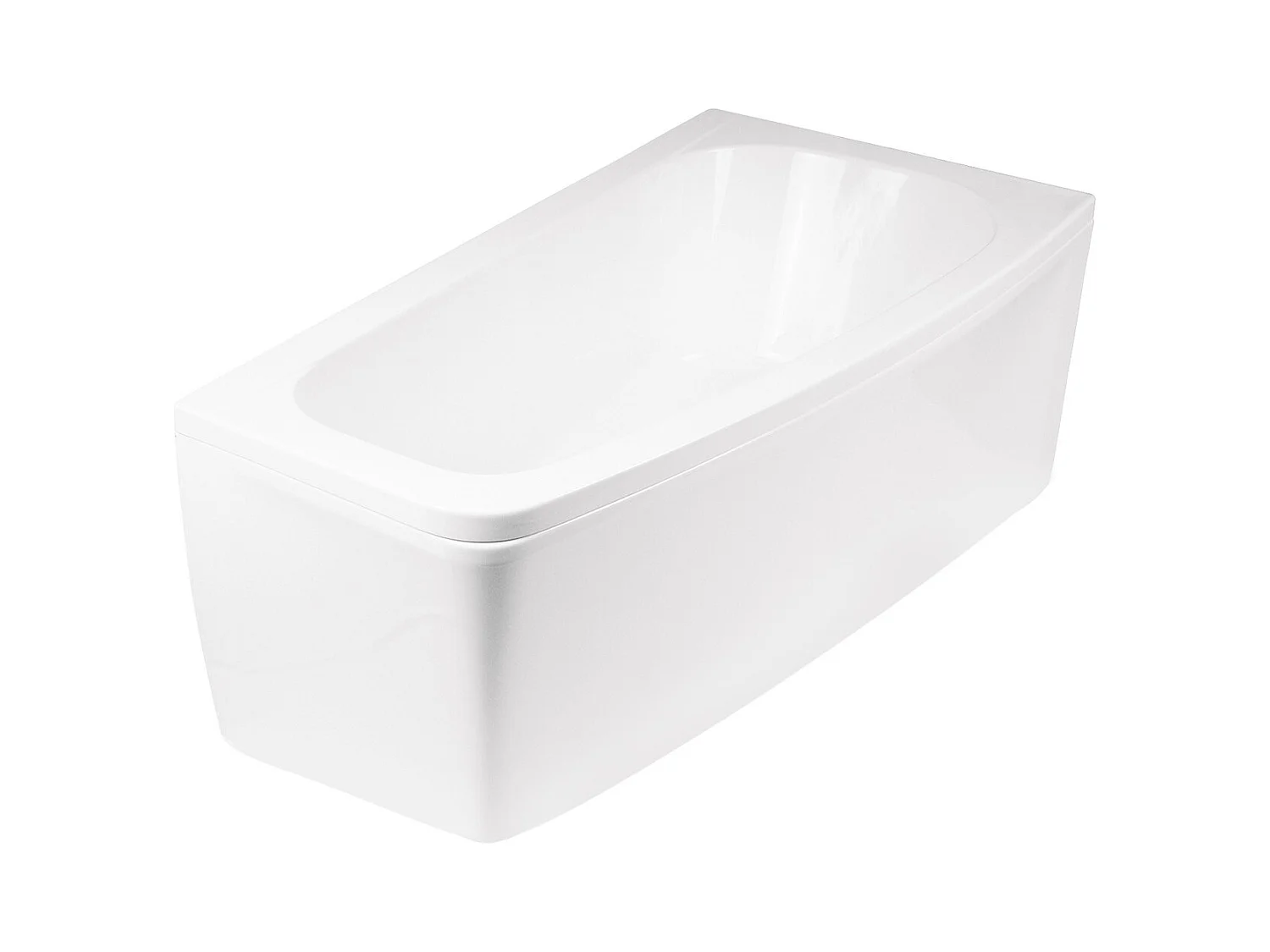 Baignoire asymétrique 150x80 Droite LUNA acrylique blanc + avec Tablier + Pieds + Vidage à chromé