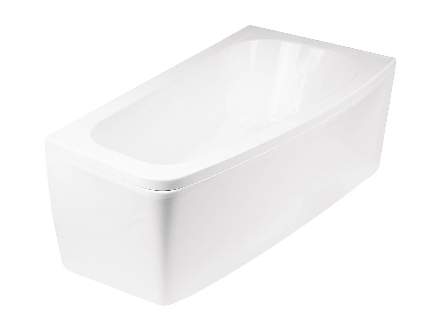 Baignoire asymétrique 150x80 Droite LUNA acrylique blanc + avec Tablier + Pieds + Vidage à chromé