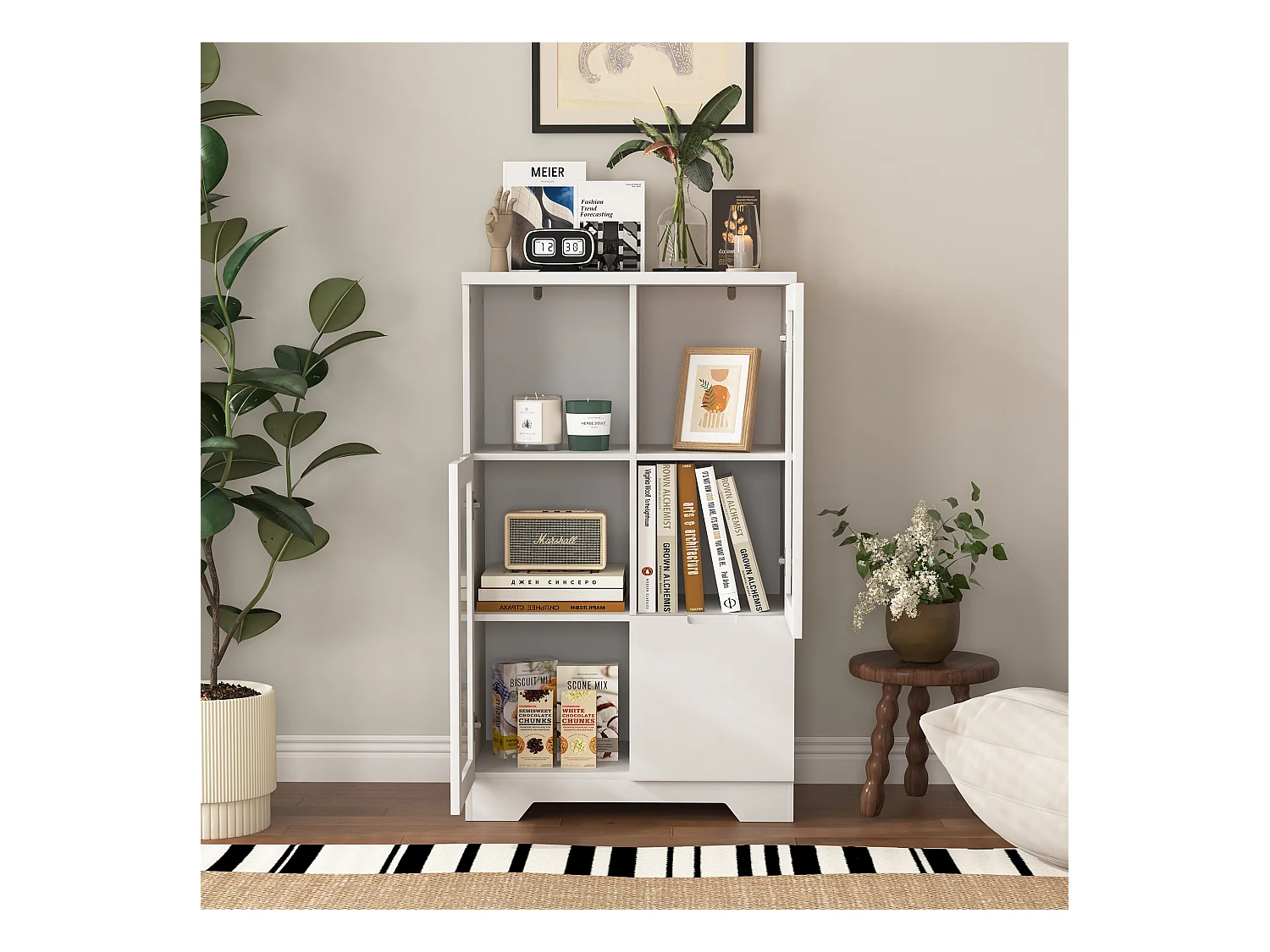 Weiße Vitrine - Esszimmermöbel mit 2 Türen und 1 Schublade - Offene Aufbewahrung - für schlafzimmer und wohnzimmer