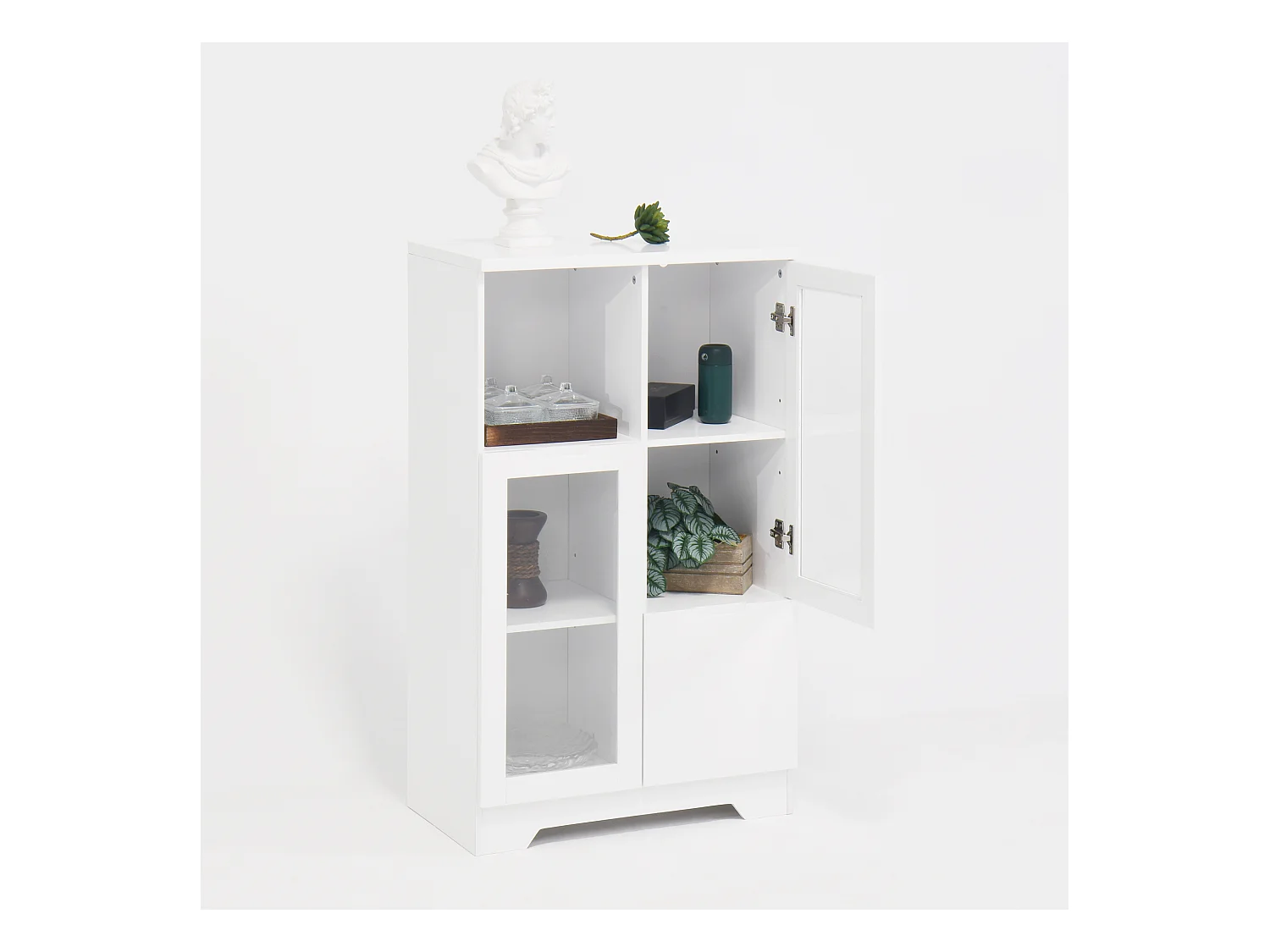 Weiße Vitrine - Esszimmermöbel mit 2 Türen und 1 Schublade - Offene Aufbewahrung - für schlafzimmer und wohnzimmer