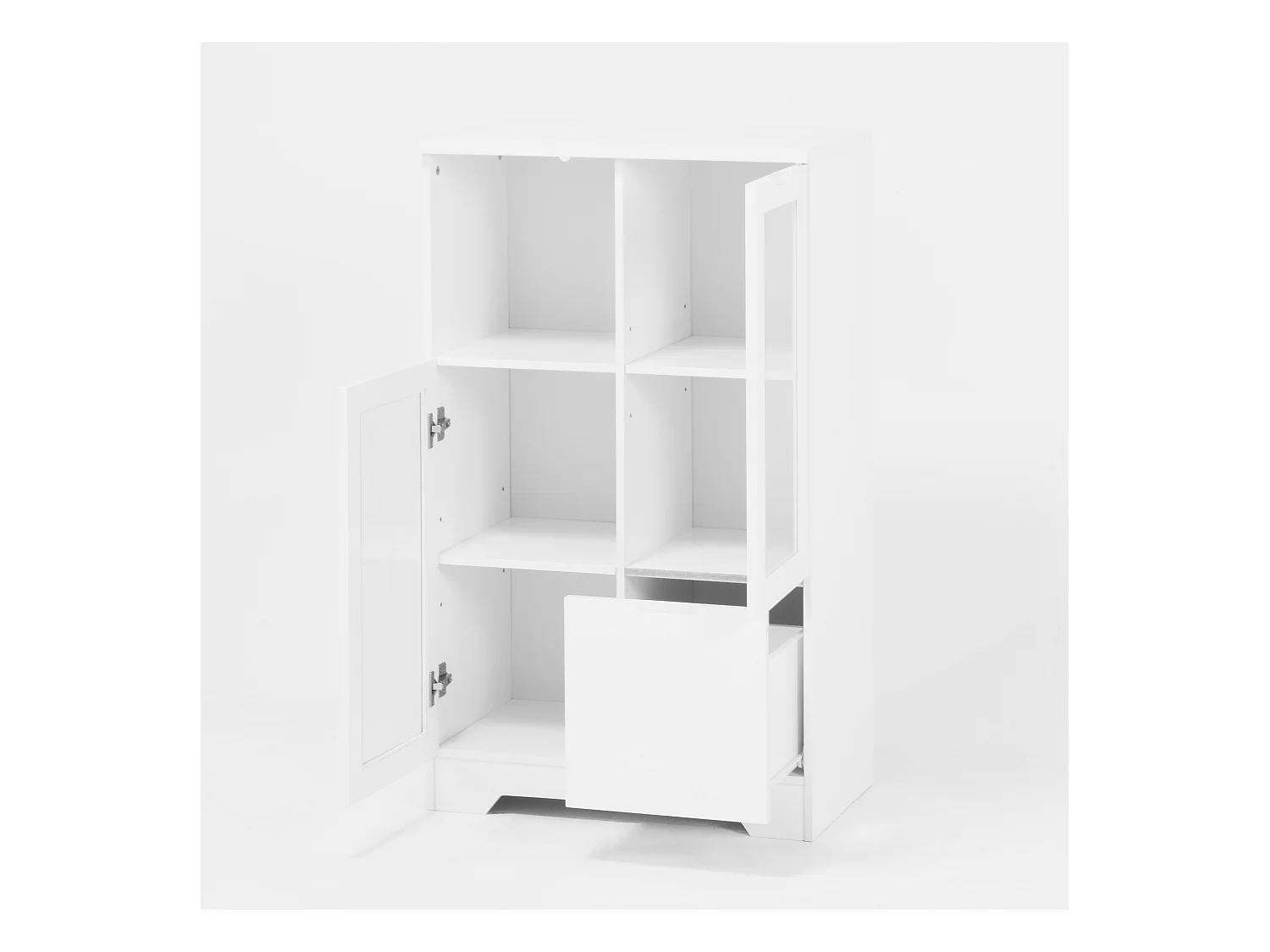 Weiße Vitrine - Esszimmermöbel mit 2 Türen und 1 Schublade - Offene Aufbewahrung - für schlafzimmer und wohnzimmer