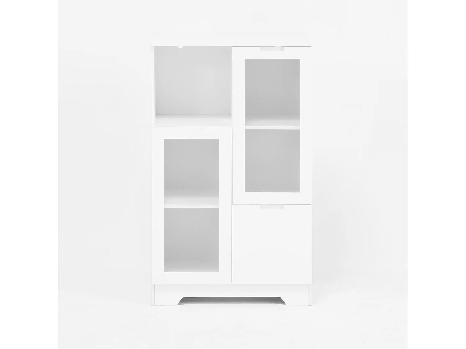 Witte vitrinekast - Eetkamermeubel met 2 deuren en 1 lade - Open opbergruimte - voor slaapkamer en woonkamer