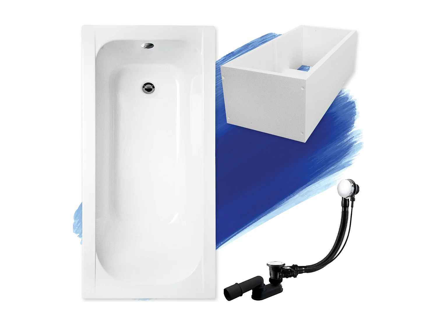 Badewanne Rechteck CONTINEA 150x70 mit Wannenträger | Ablauf & Füße GRATIS !