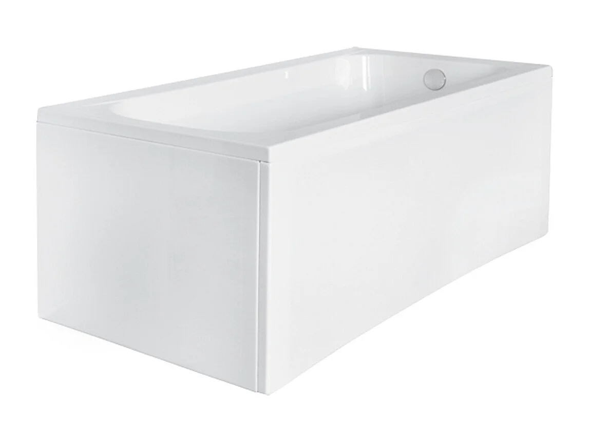 Baignoire rectangulaire 140x70 CONTINEA acrylique blanc + avec Tablier + Pieds + Vidage à chromé