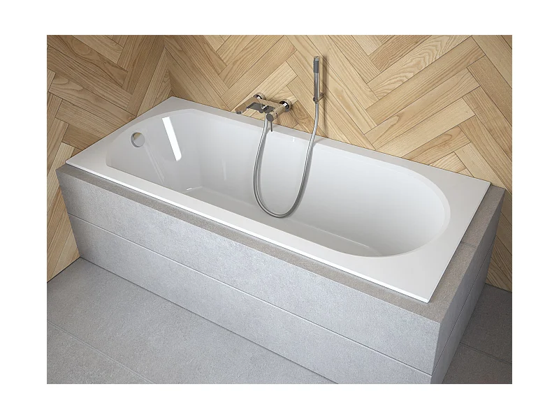 Badewanne Rechteck INTRICA SLIM 160x75 mit Styroporverkleidung Ablage 4cm | Ablauf & Füße GRATIS !