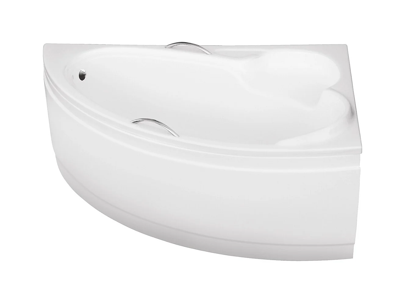 Baignoire asymétrique 150x95 Droite BIANKA acrylique blanc + avec Tablier + Pieds + Vidage à chromé