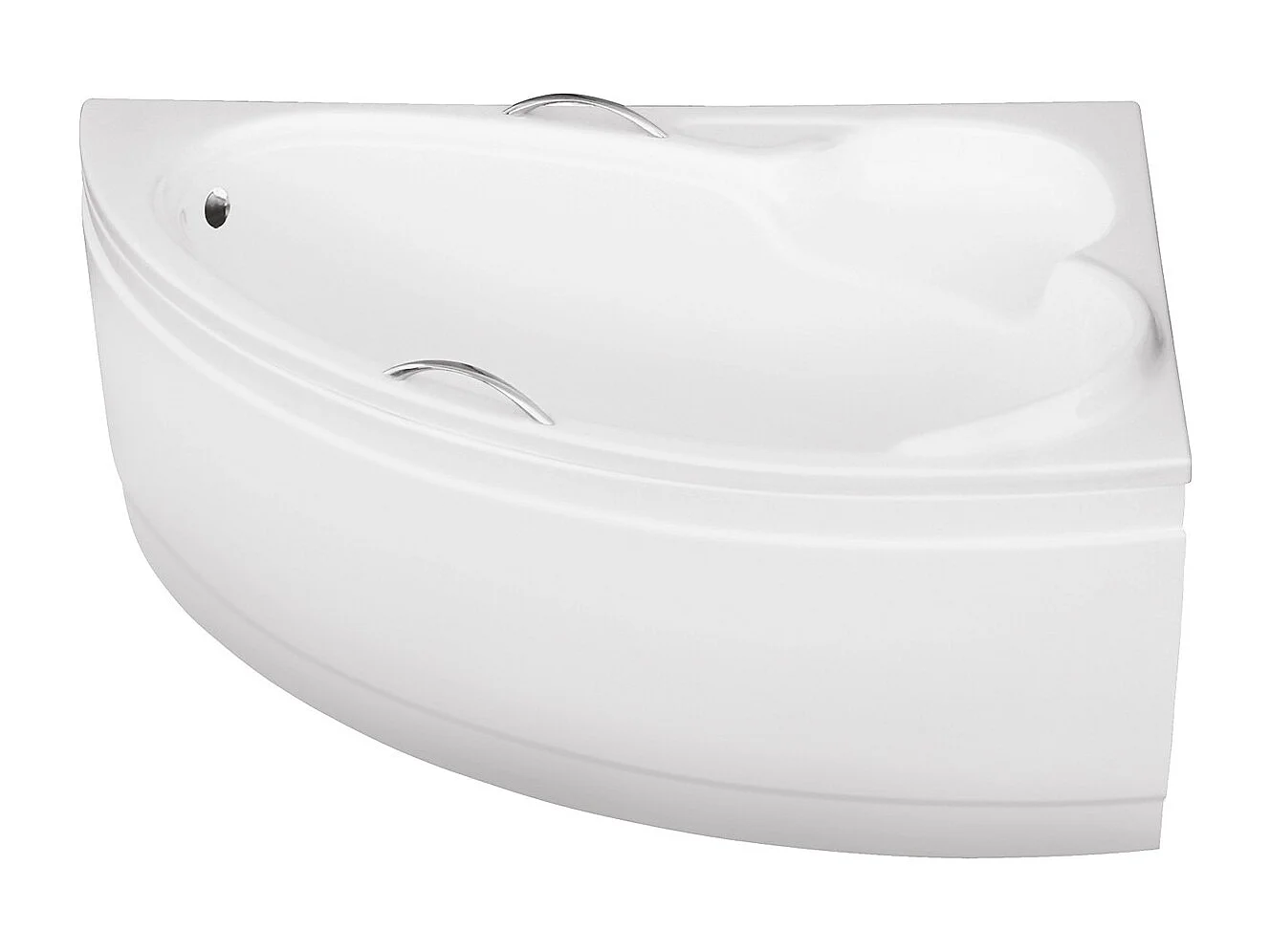 Baignoire asymétrique 150x95 Droite BIANKA acrylique blanc + avec Tablier + Pieds + Vidage à chromé