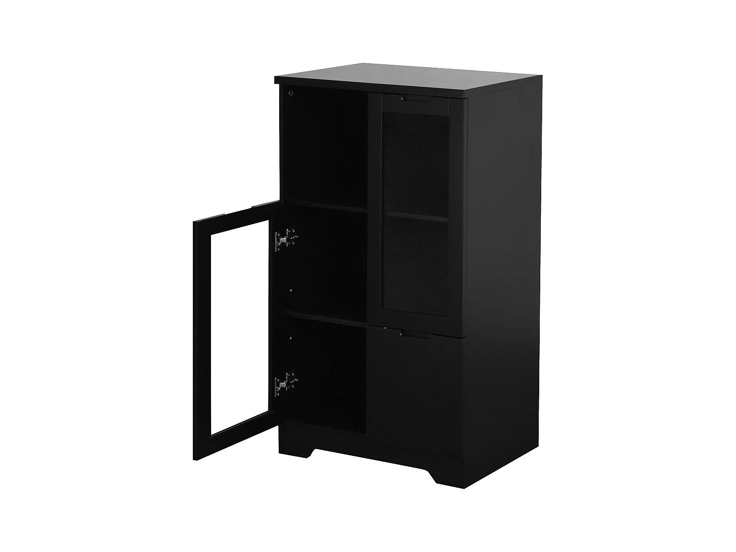 Schwarze Vitrine - Esszimmermöbel mit 2 Türen und 1 Schublade - Offene Aufbewahrung - für schlafzimmer und wohnzimmer
