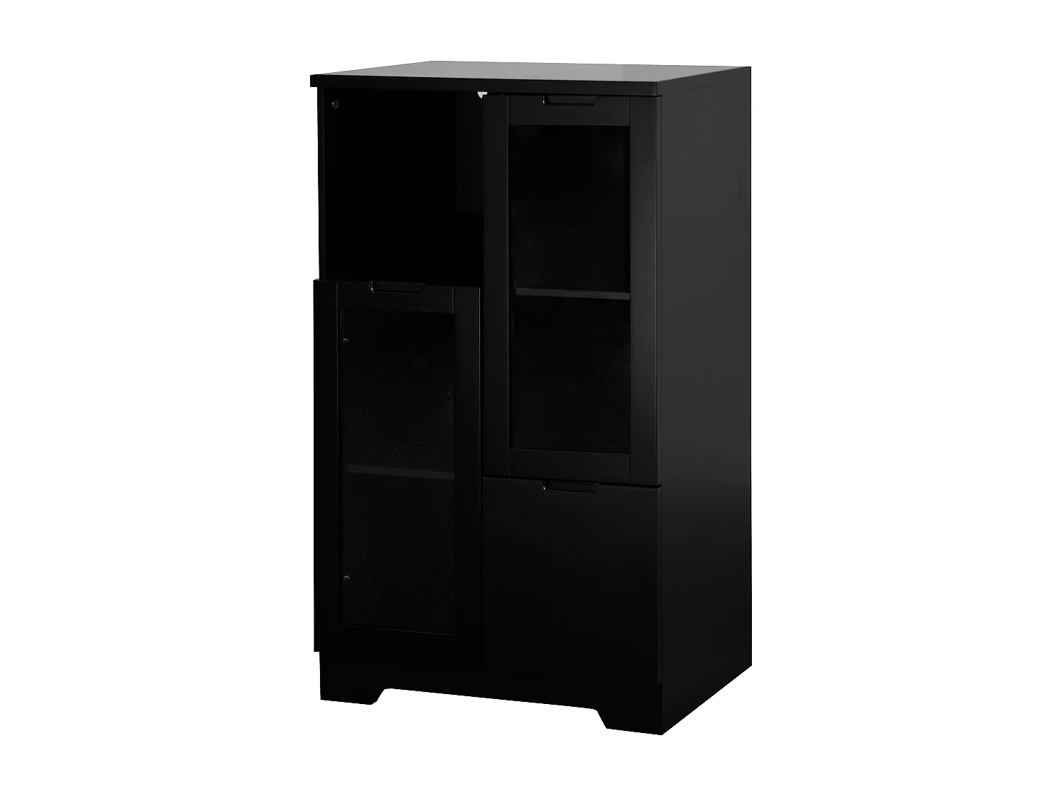 Vitrine noir - Meuble à manger avec 2 portes et 1 tiroir - rangement ouvert - pour chambre et salon