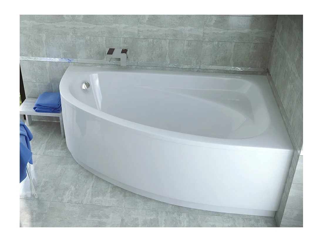 Hoekbad CORNEA 140x80 rechts met piepschuim bekleding | Afvoer &amp; voeten GRATIS!