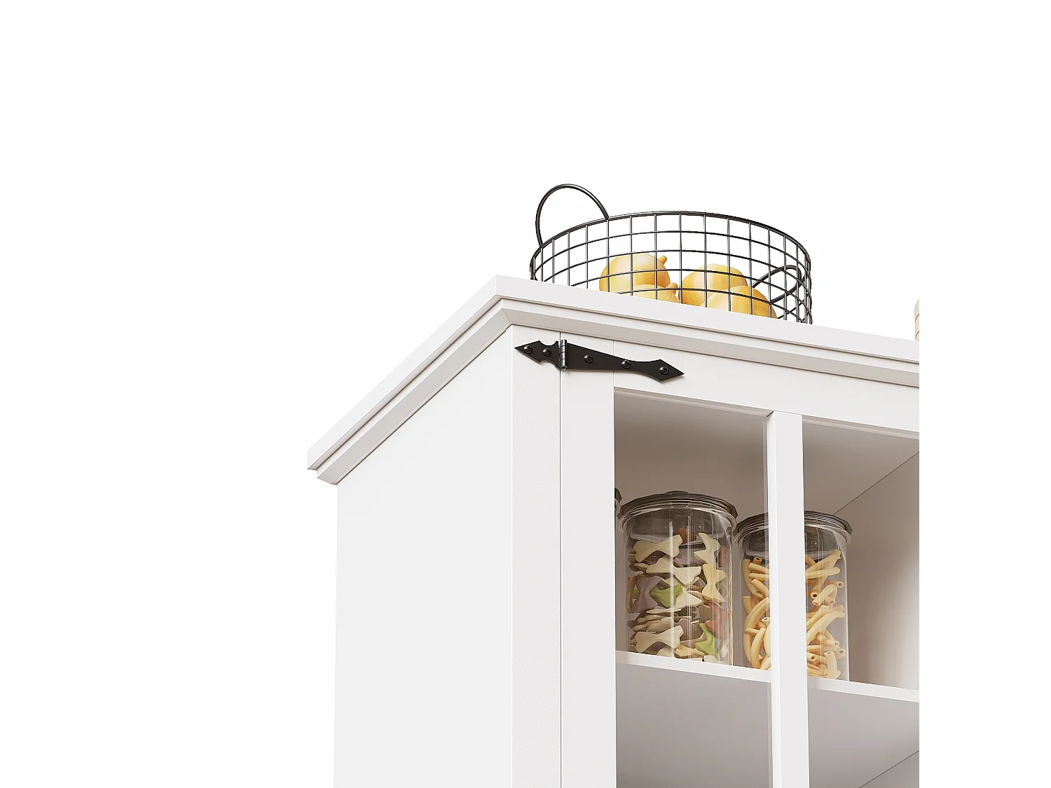 Buffet haut blanc - Buffet avec 3 tiroirs et 4 portes - éclairage LED et rangement