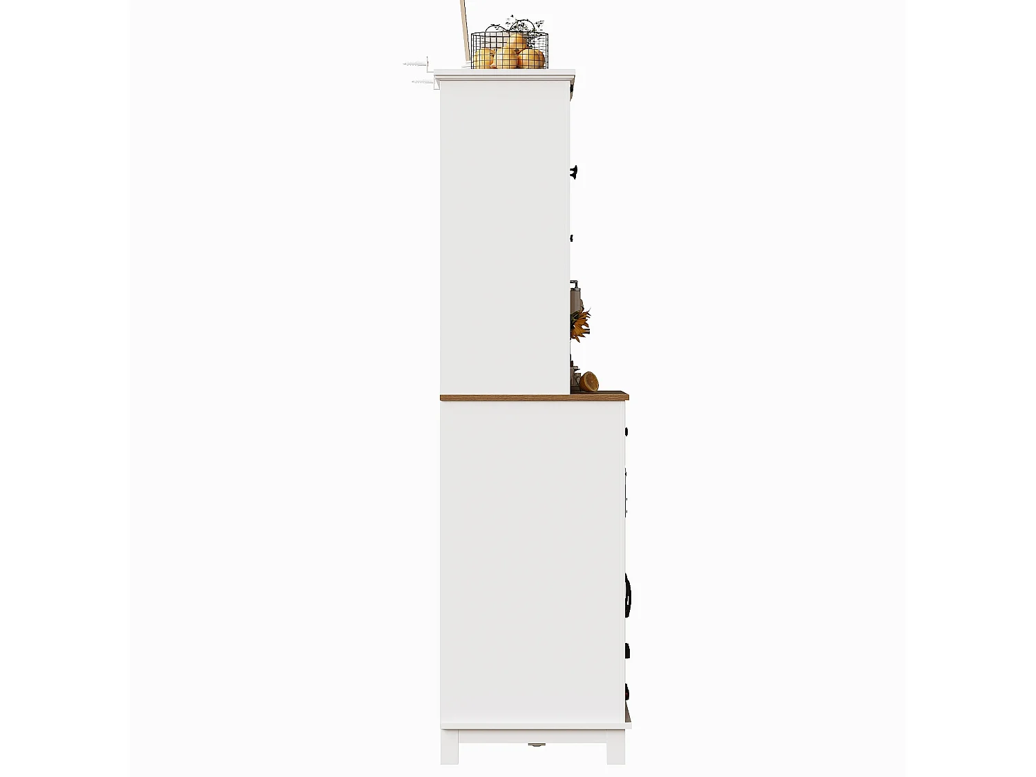 Buffet haut blanc - Buffet avec 3 tiroirs et 4 portes - éclairage LED et rangement