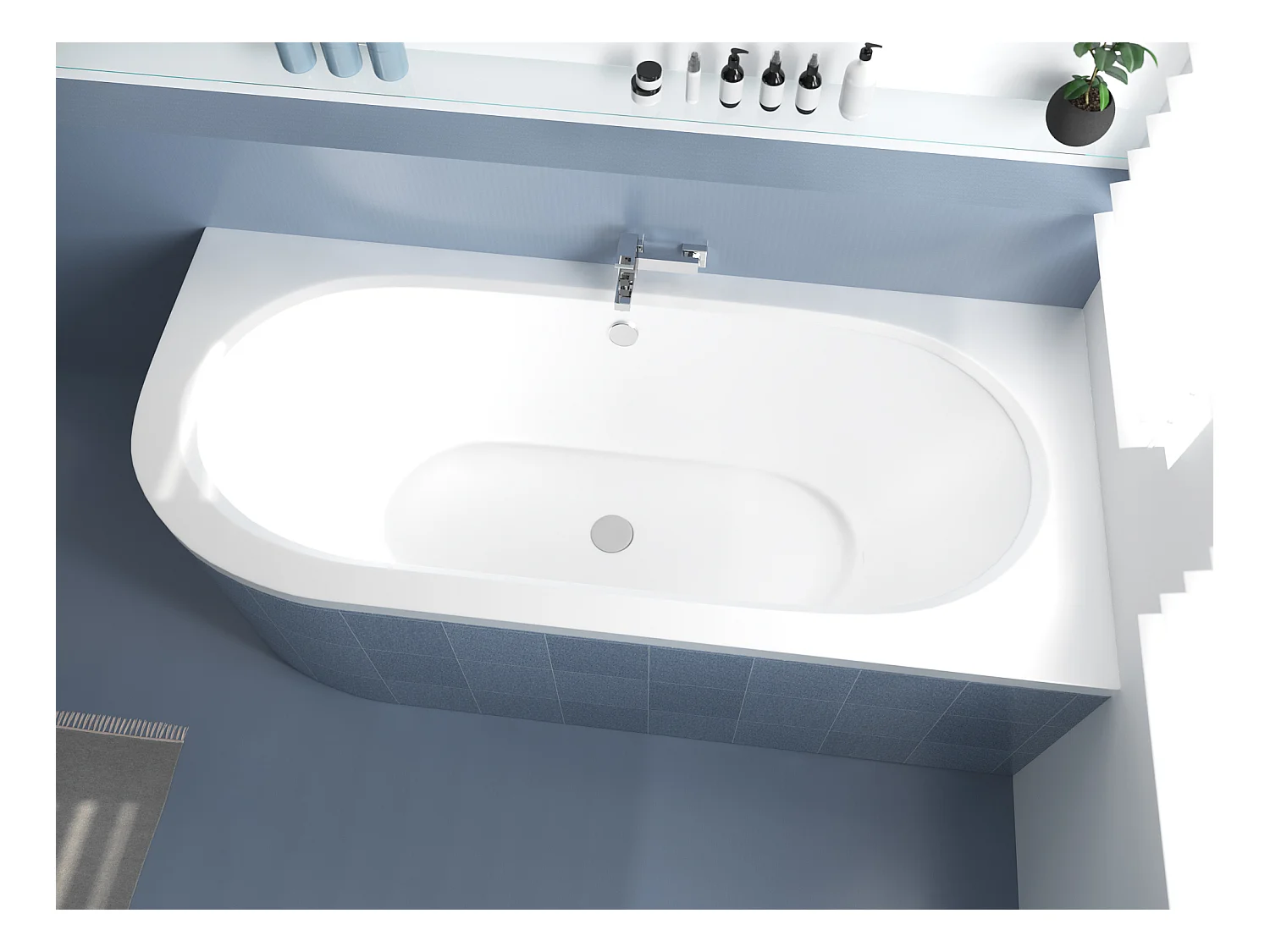 Badewanne Eckwanne AVITA 170x75 Rechts mit Styroporverkleidung | Ablauf & Füße GRATIS !