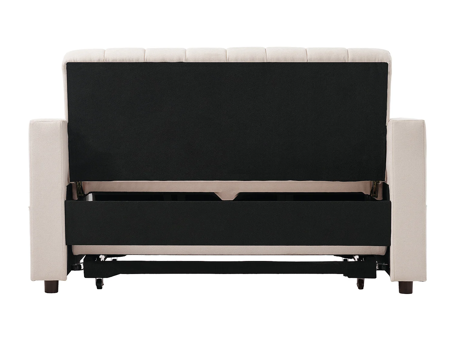 Canapé 2 places beige - Fauteuil convertible avec porte-gobelet et poche de rangement - pour salon et chambre