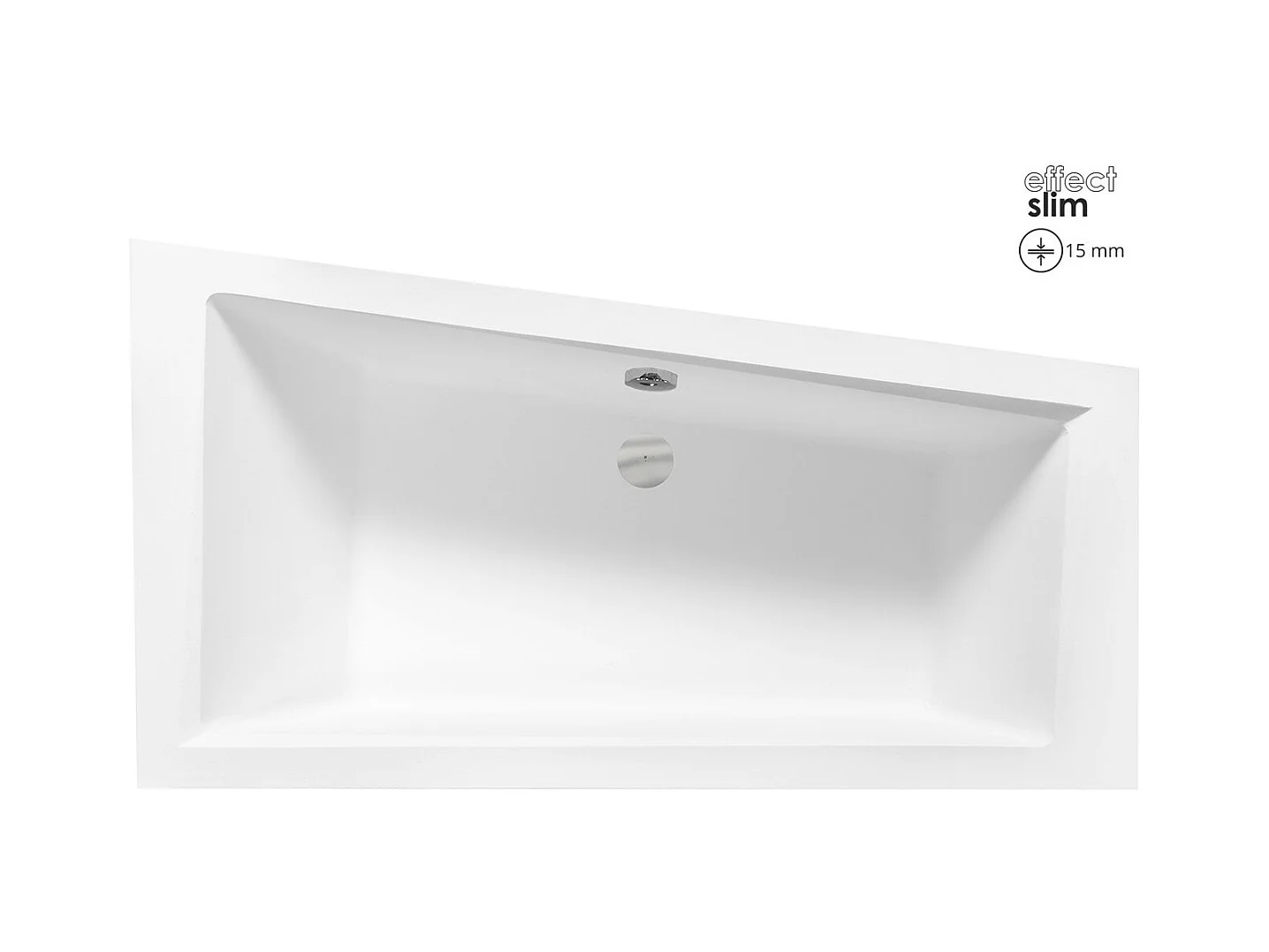 Baignoire asymétrique 150x85 Droite INTIMA SLIM acrylique blanc + Habillage en polystyrène + Pieds + Vidage à chromé